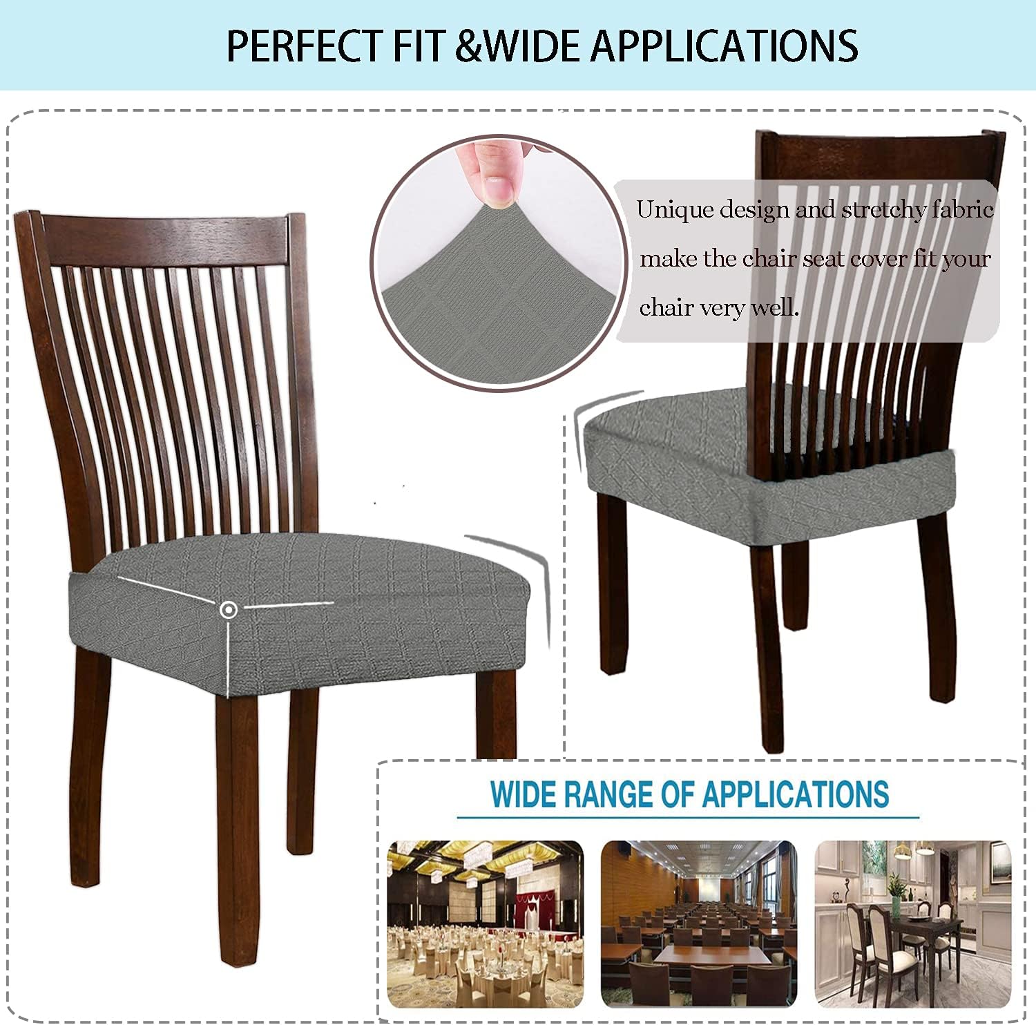 SHENGYIJING Stretch Chair Seat Covers for Dining Room Waterproof Jacquard Protectors - Image 4