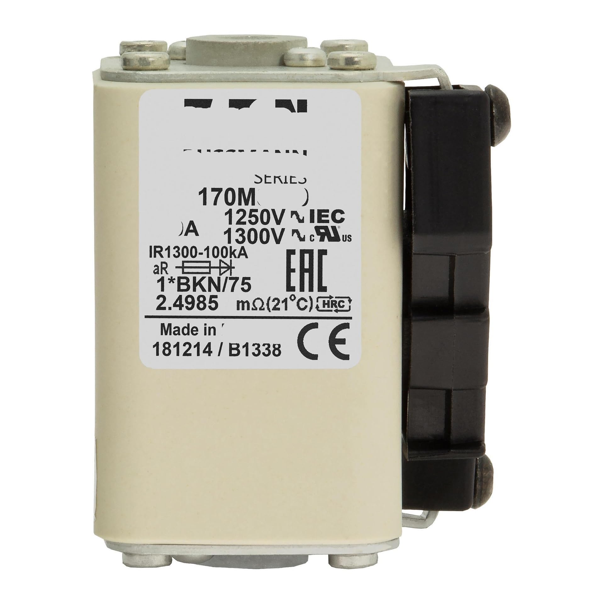 Fusible 170M3391 serie cubo de estándar europeo con fijación de extremo para montajes seguros