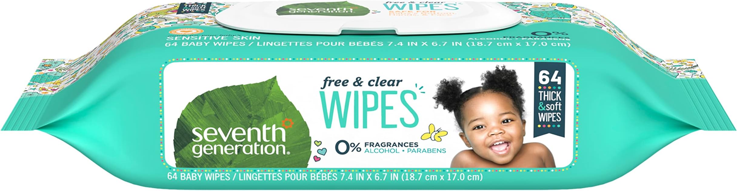 Seventh Generation Baby Wipes, Free & Clear Unscented and Sensitive, 30 count Travel