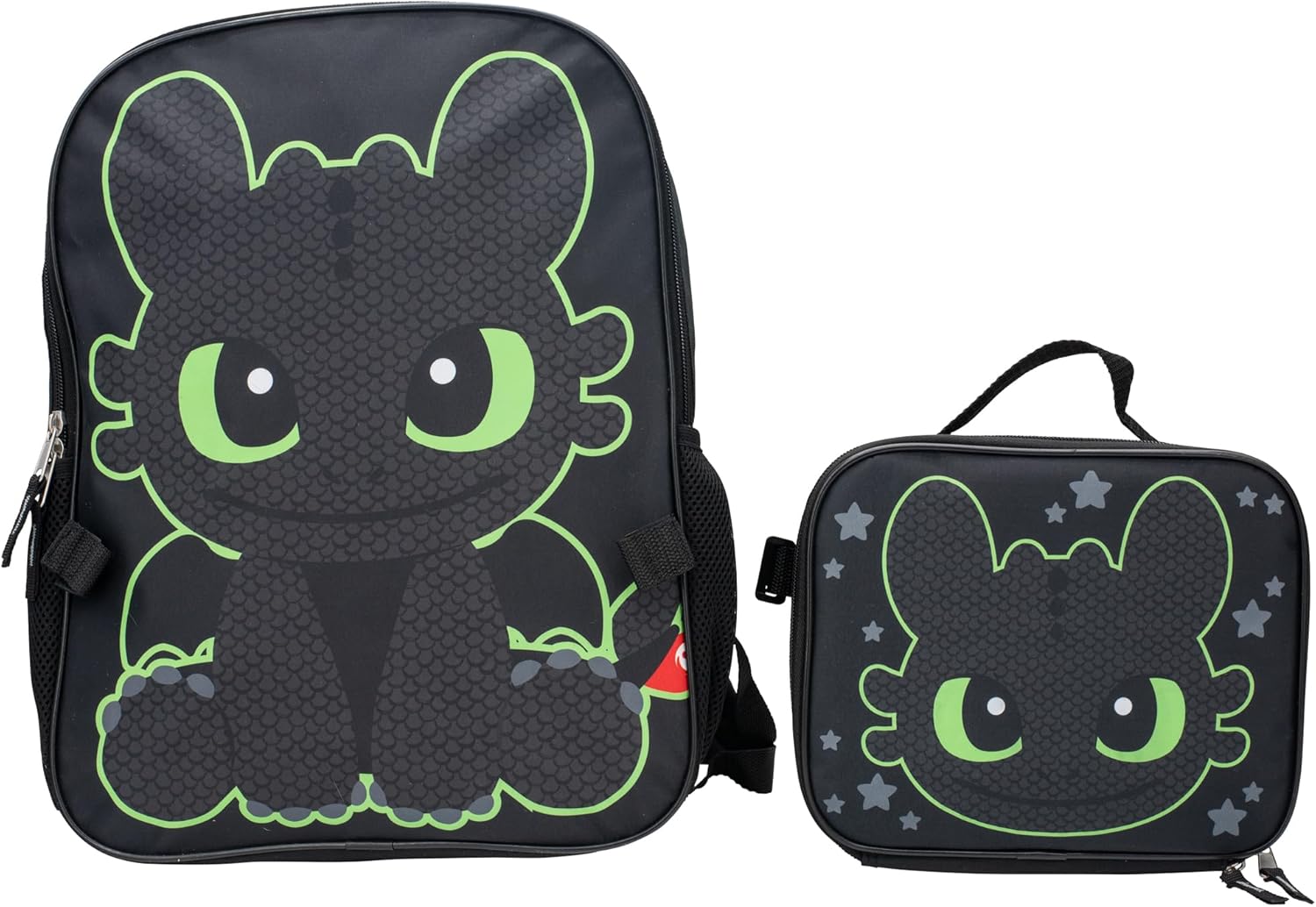 AI ACCESSORY INNOVATIONS How to Train Your Dragon Toothless Backpack and Lunch Box Set, 16 inch School Bag, Black