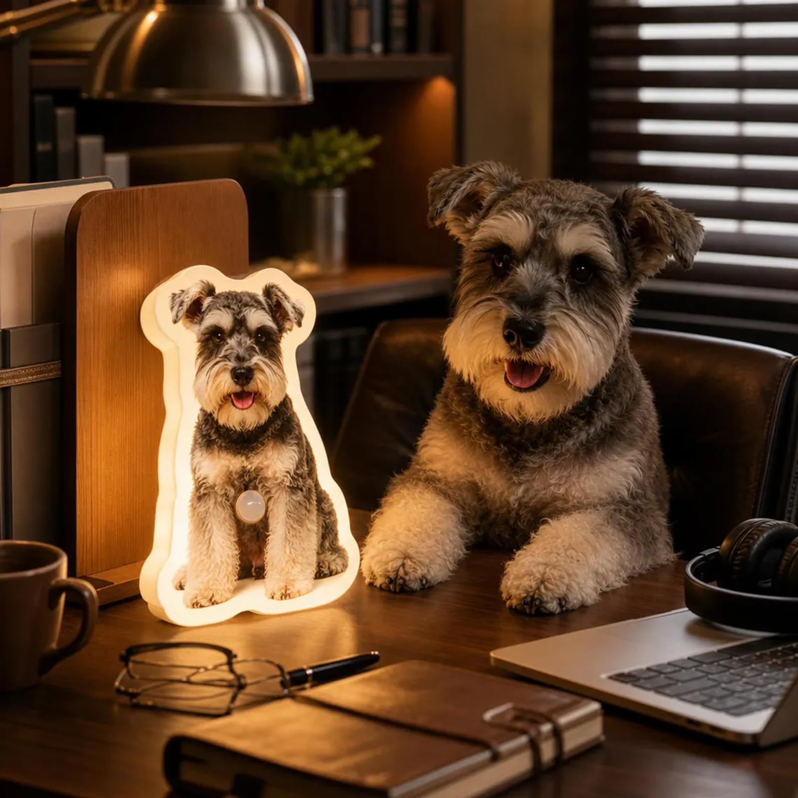 Retrato de mascotas personalizado con sensor de movimiento, luz nocturna, regalo de recuerdo para los amantes de los animales (35 cm)