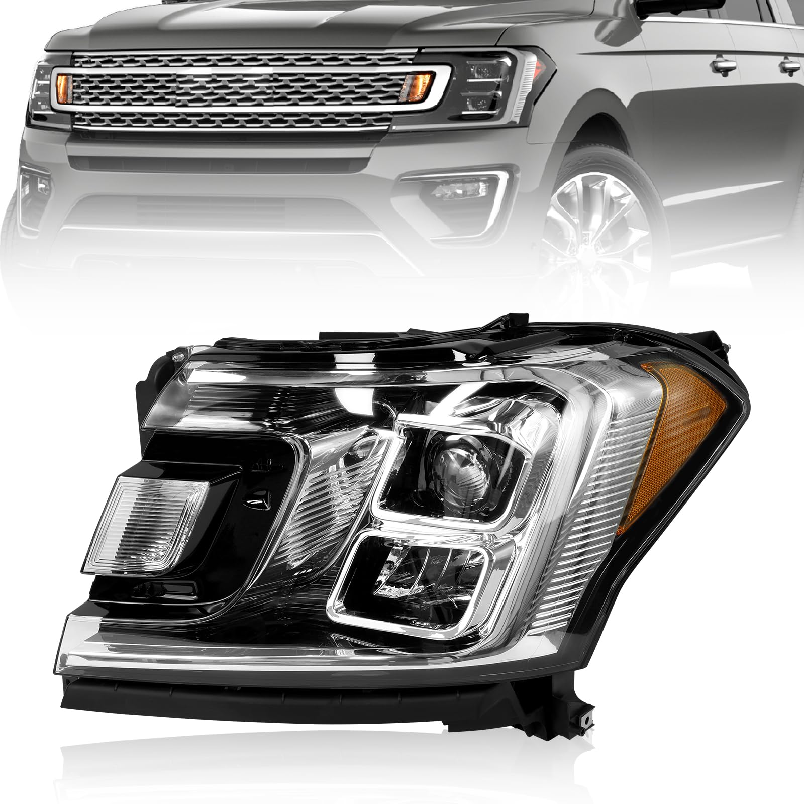 Halogen Headlight Assembly for 2018-2021 Ford Expedition Max 