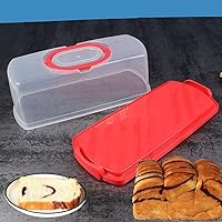 Vista 4 de Paquete de 2 recipientes rectangulares de plástico para almacenamiento de pasteles, panera para transportar y almacenar pan de plátano, pan