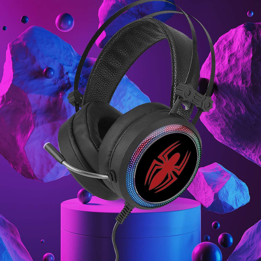ERT GROUP Spiderman - Auriculares para Juegos con micrófono, Auriculares con Diadema Ajustable, Auriculares USB de 2,2 m, con diseño de Marvel