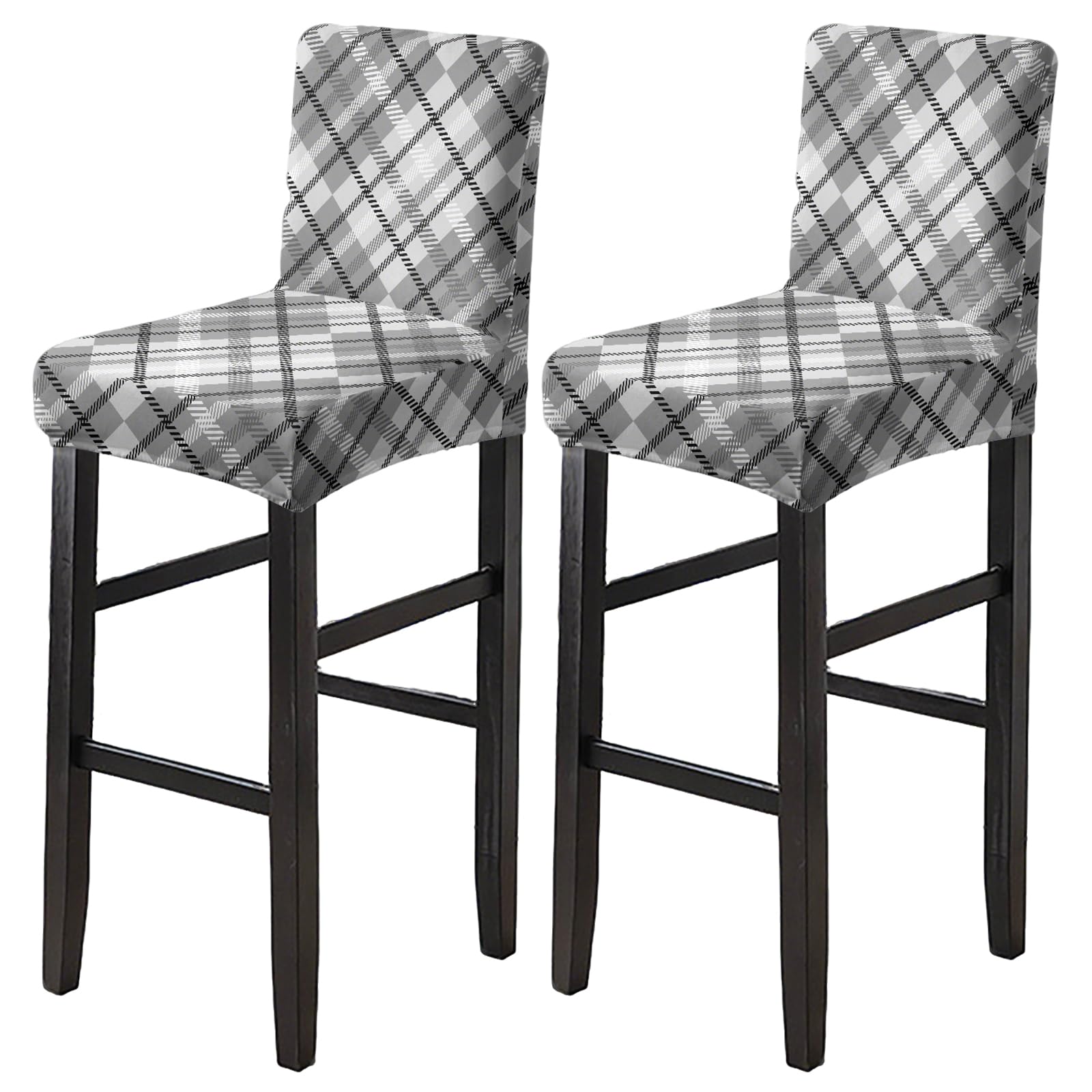 HAOYONG Bar Stool Covers, Stretch Counter Stool Pub Chair Slipcover Washable Counter Height Chair Covers for Kitchen Dining Room Cafe Set of 2 (Grid)