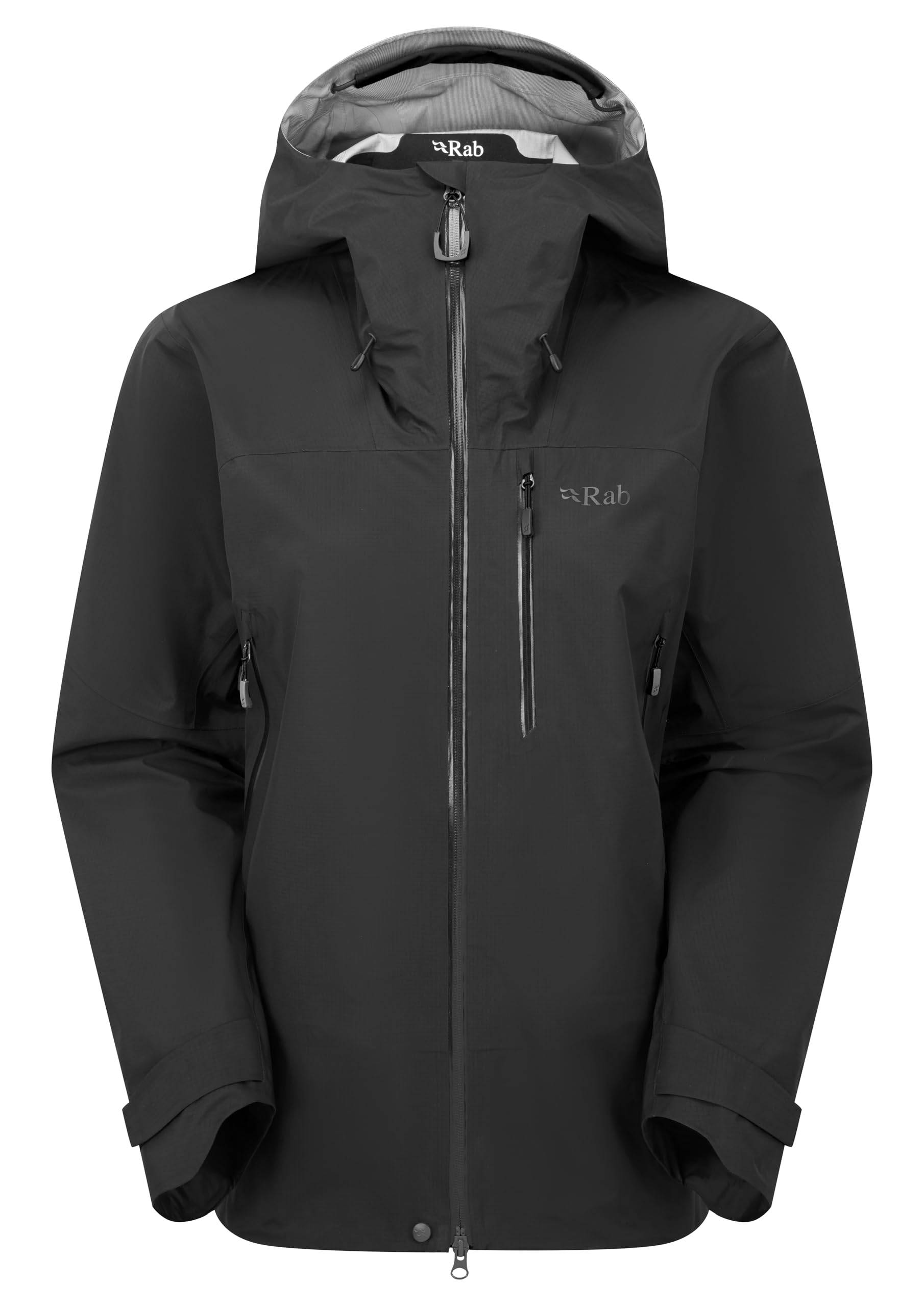 Rab Women's Firewall Mountain Jacket - Lightweight Waterproof Hooded Coat for Climbing & Hiking - Black - 12