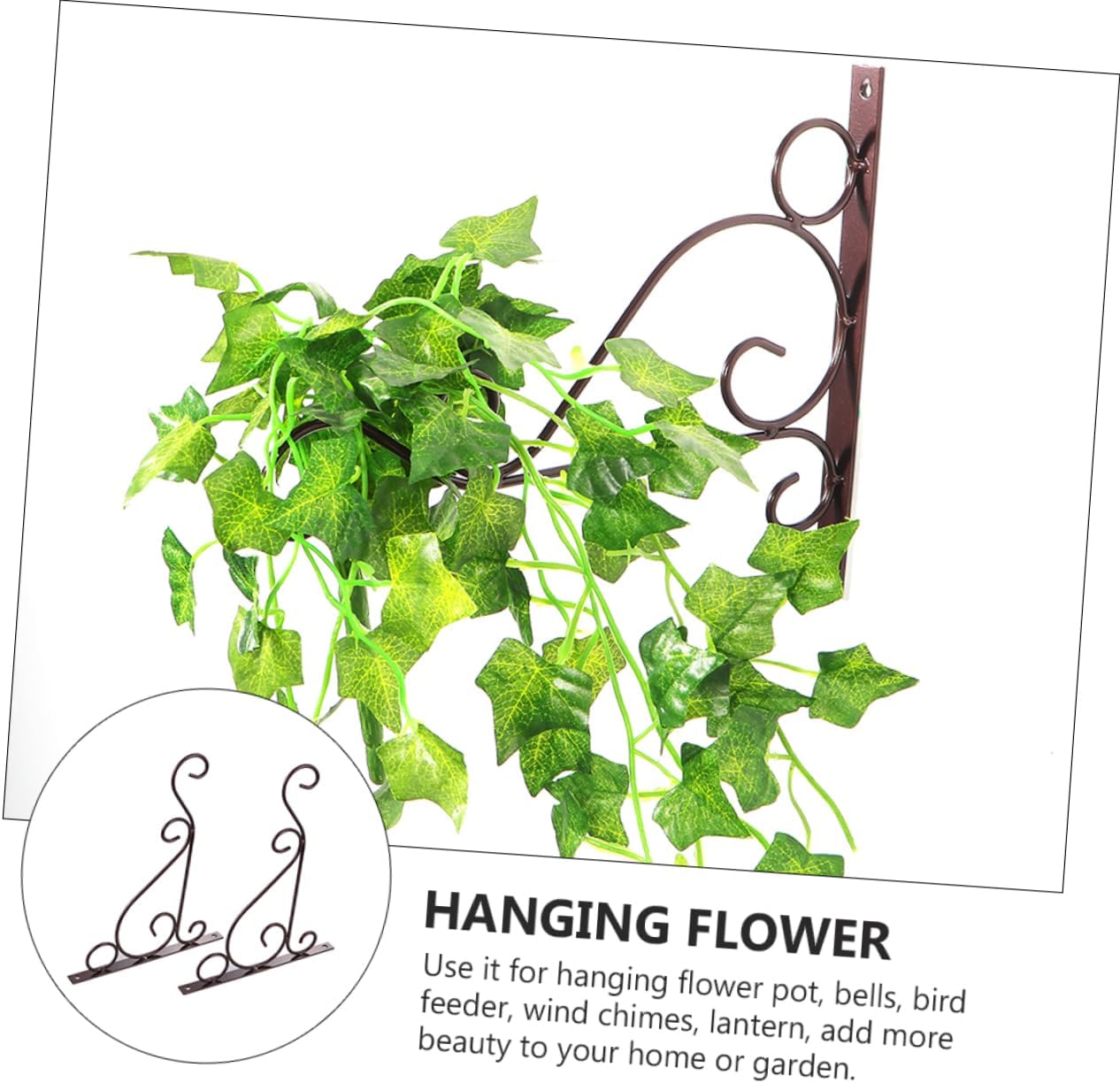 2pcs Hanging Plant Brackets Wall-Mounted Hooks for Flower Pots Baskets and Lanterns Iron Design for Decor for Balconies Yards
