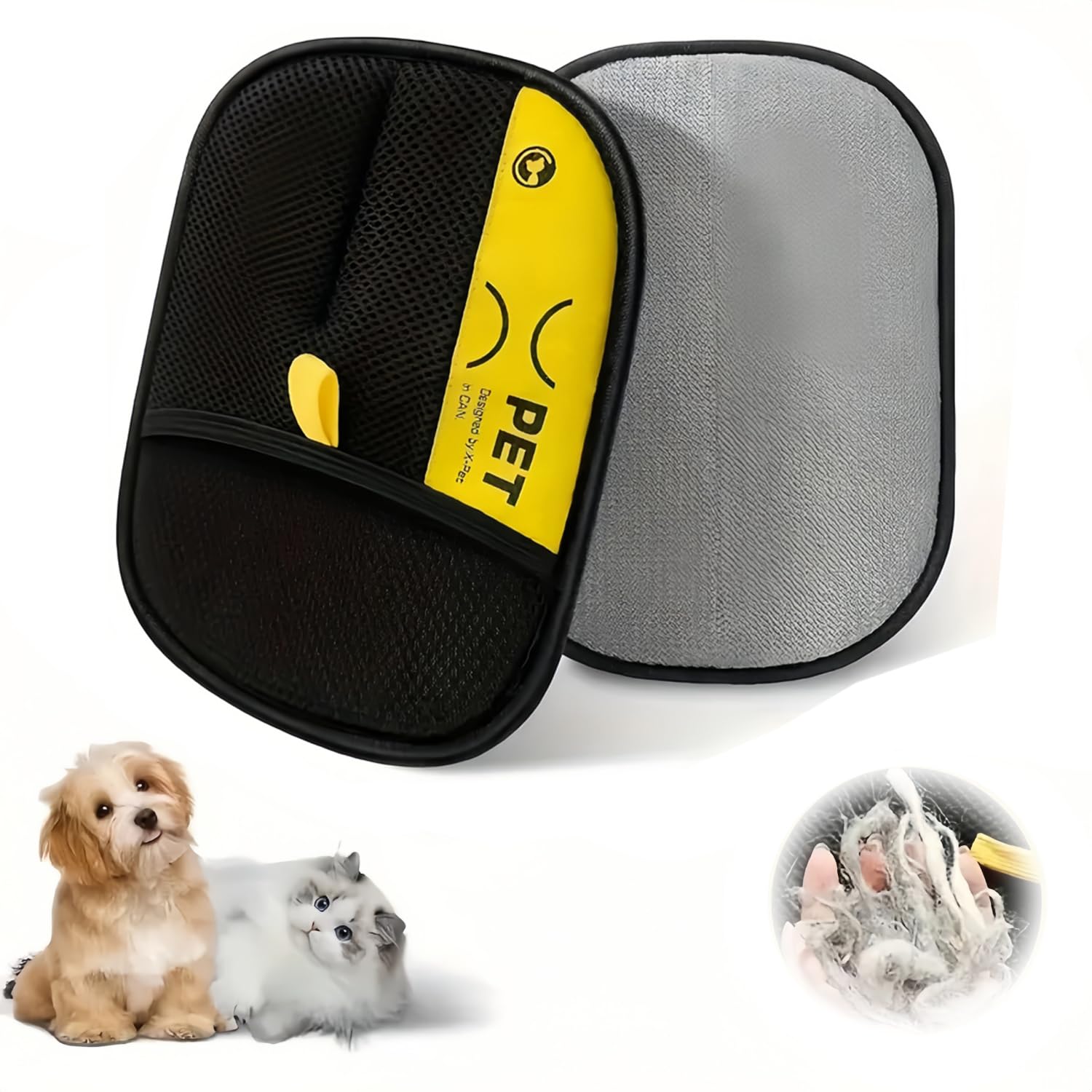 BEOWUI Viorane Pet Hair Glove, 2Pcs Pet Hair Remover Antistatic Gloves, Reusable Pet Hair Removal Tool for Couch, Furniture, Carpet, Car Seat, Cat Grooming Gloves