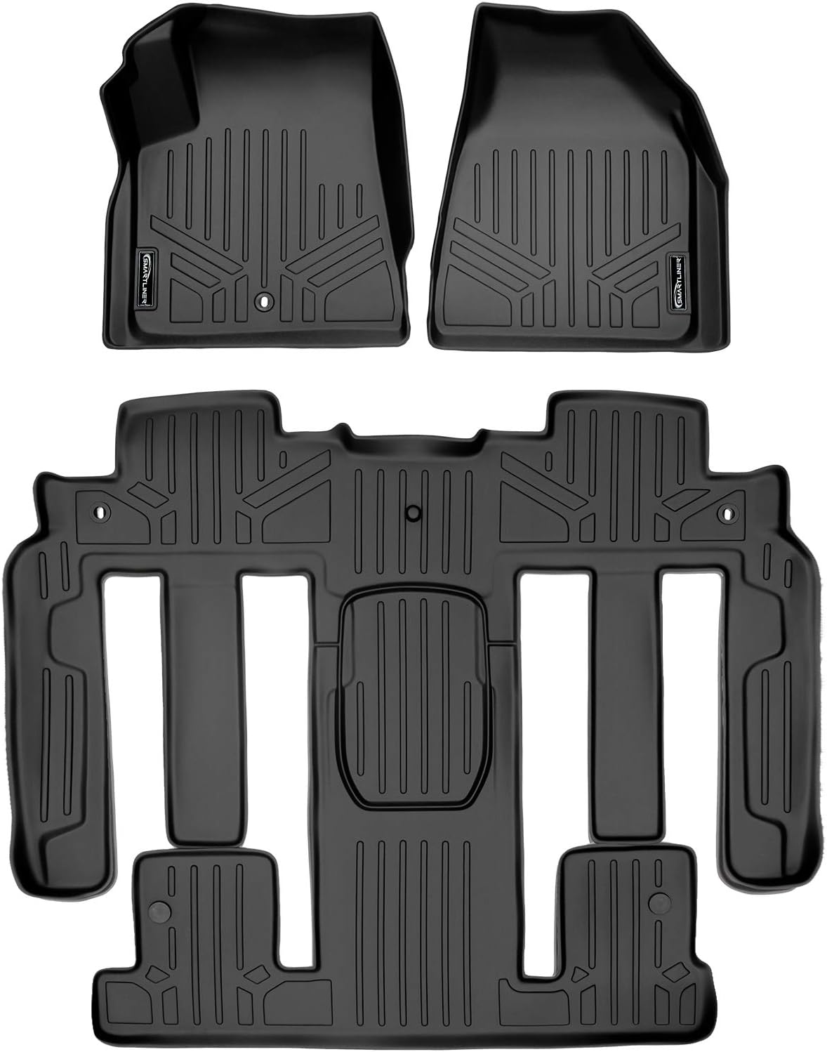 MAX LINER Custom Fit Floor Mats 3 Row Set Black Compatible with Traverse/Enclave/Acadia/Outlook with 2nd Row Bucket Seats