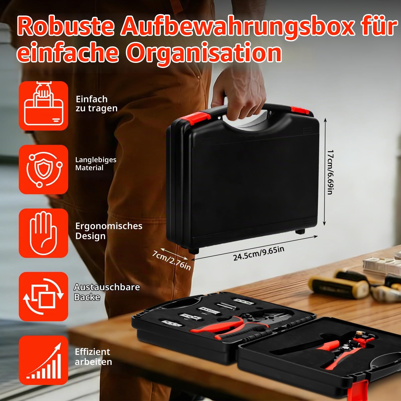 Crimpzange Wechselbacken Set, Abisolierzange für Aderendhülsen/Solarstecker