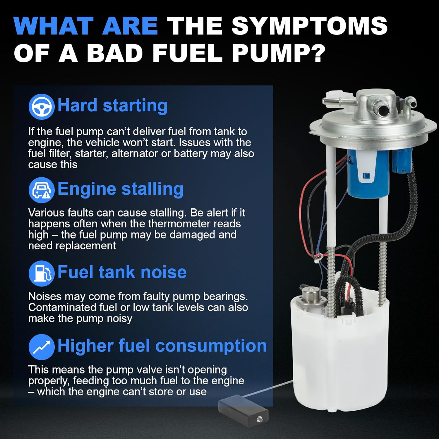 E4123M NTLTPYY Electric Fuel pump compatible with Chevy Silverado 1500 2014-2018, for GMC Sierra 1500 2014-2018 4.3L 5.3L 6.2L V6 V8, fuel pump module Replace# 13513407 Fuel Pump Assembly