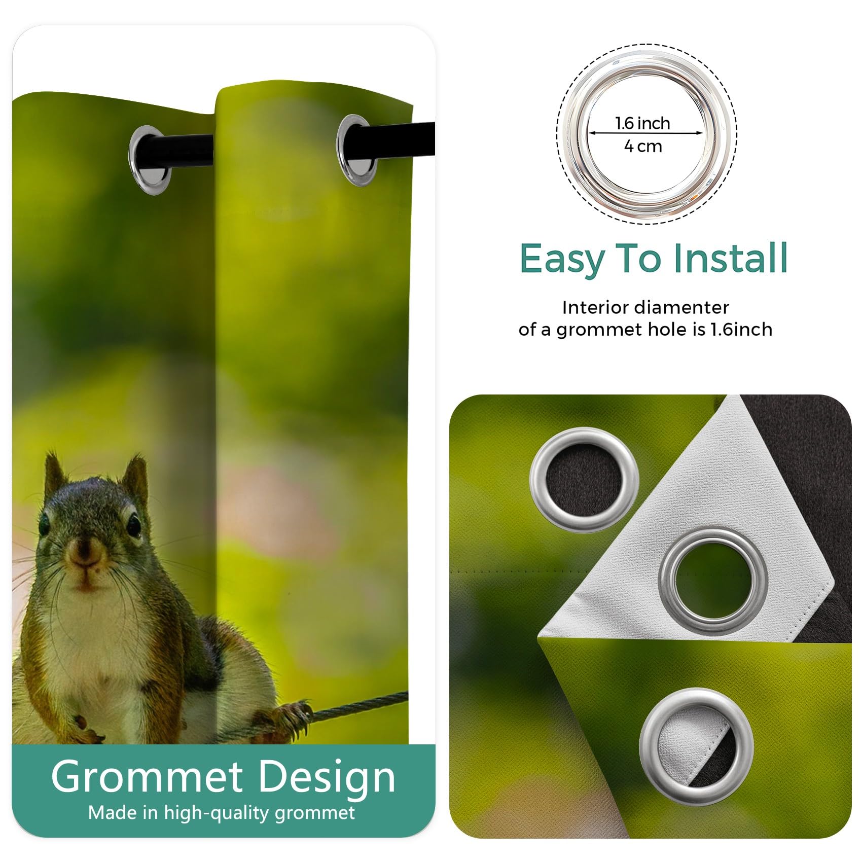 Generico Tende Scoiattolo Tenda Oscurante da Interno Piante verdi Tende Termiche Anti-Rumore per Interni 2 Pezzi 140x180 cm Ideali per Camera da Letto e Soggiorno H4396