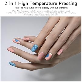 DUKASOU Semi Cured Gel Nail Strips, Blue Heart | 28 pcs Gel Nail Strips Work with Any UV Lamp, Salon Quality UV Nails Stickers, Easy to Apply for Home Nails DIY
