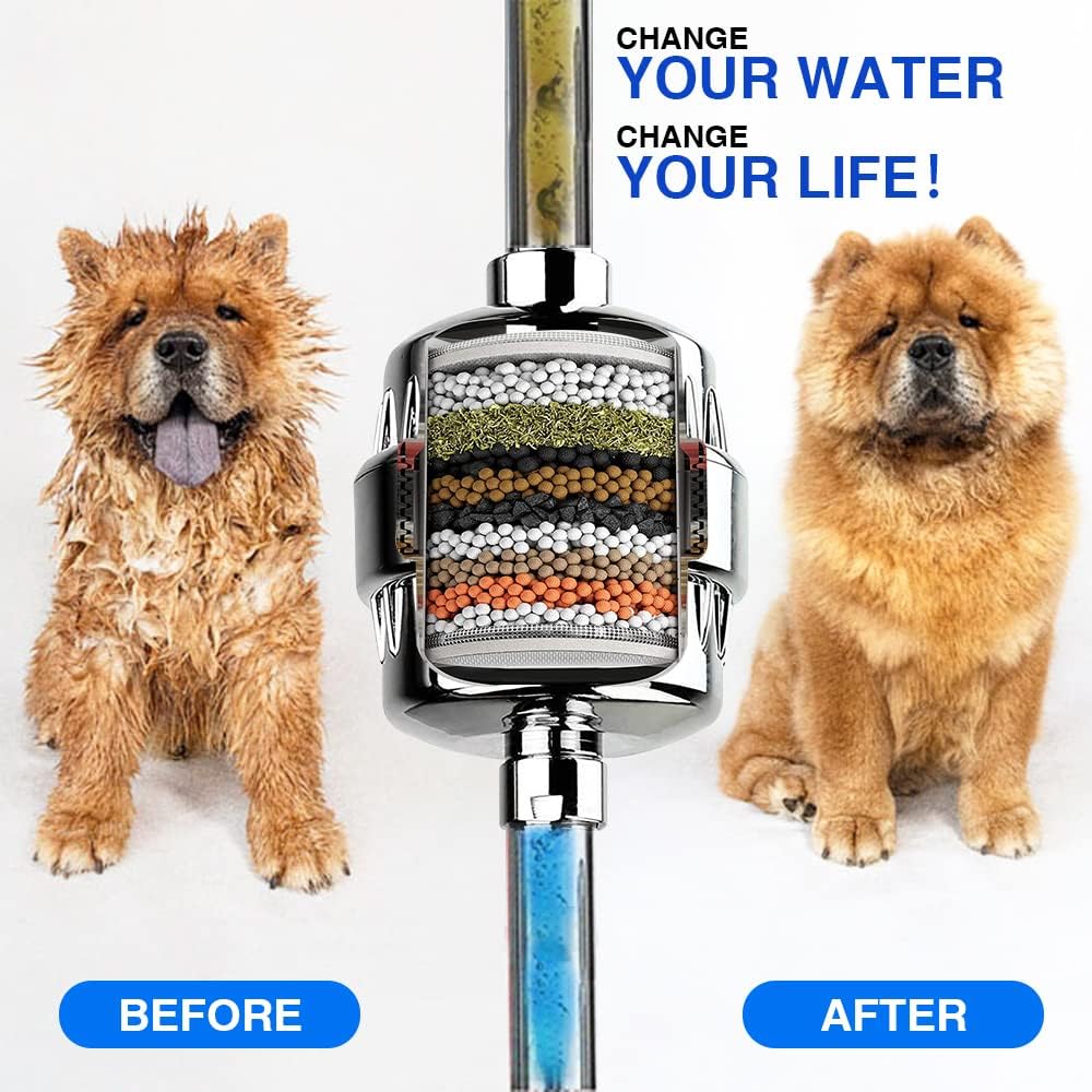 15 Stages Shower Head Filter & 15 Stage Shower Filter Replacement Cartridge (Brushed Nickel)