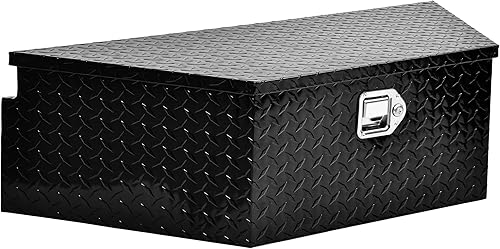 YITAMOTOR Cajas de lengua de remolque de 39 pulgadas, caja de herramientas de aluminio resistente, caja de almacenamiento de placa de diamante, caja