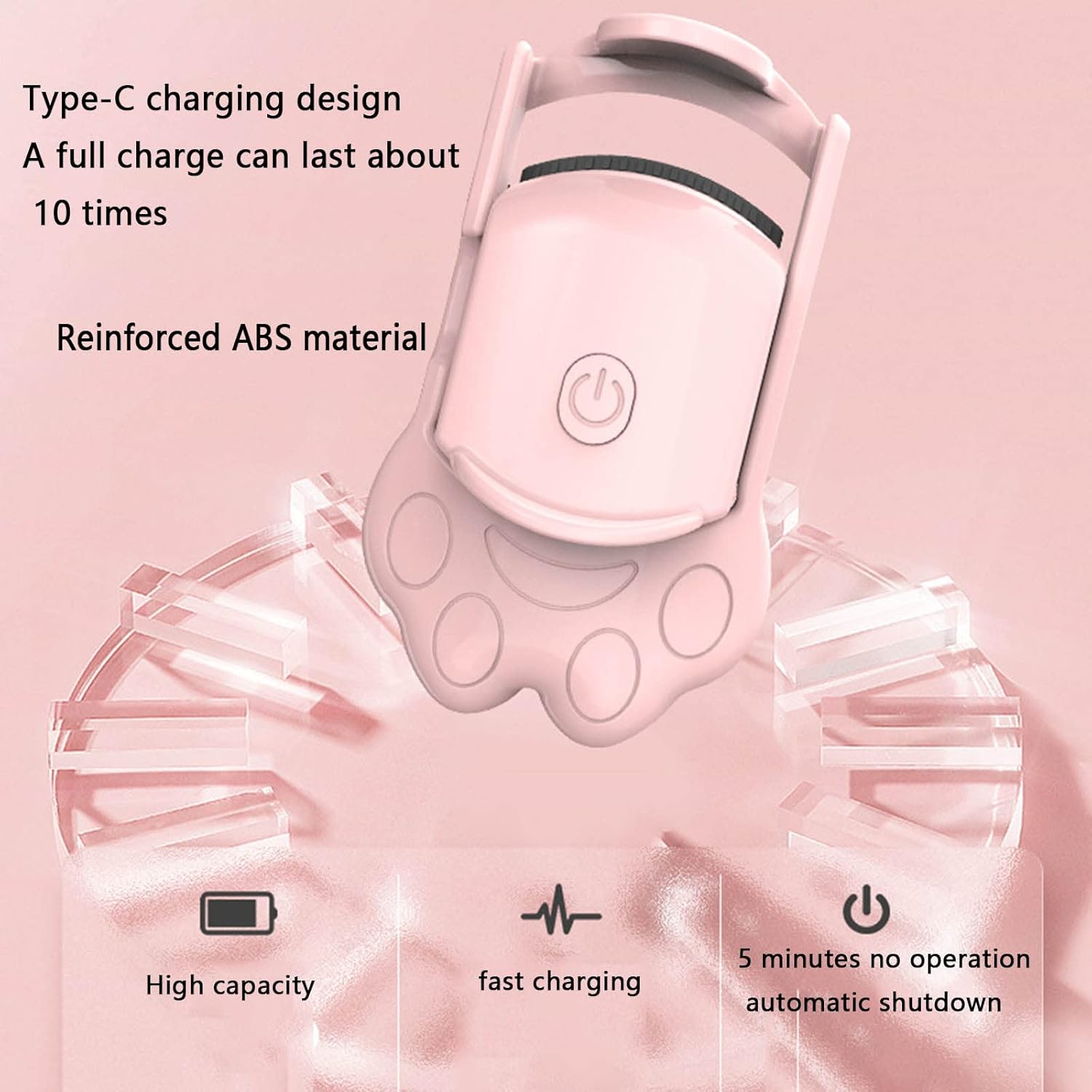 Heated Eyelash Curler Electric Lash Curler Curlers Heat Silicone Heating Pads for Women Eyelash Styling Instrument Portable USB Rechargeable (8X4X11cm,White)