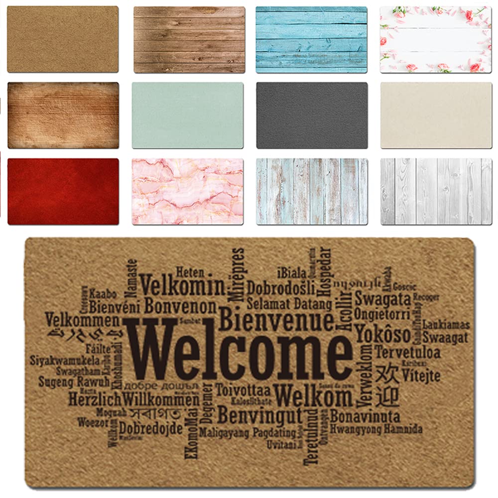 Doormat Welcome in Different Languages Door Mat Custom Doormat Indoor Rugs Outdoor Entrance Mat Personalized Family Name Welcome Mat Funny Front Door Mats 23.6"L x 15.7"W Non slip Floor Mat Home Decor