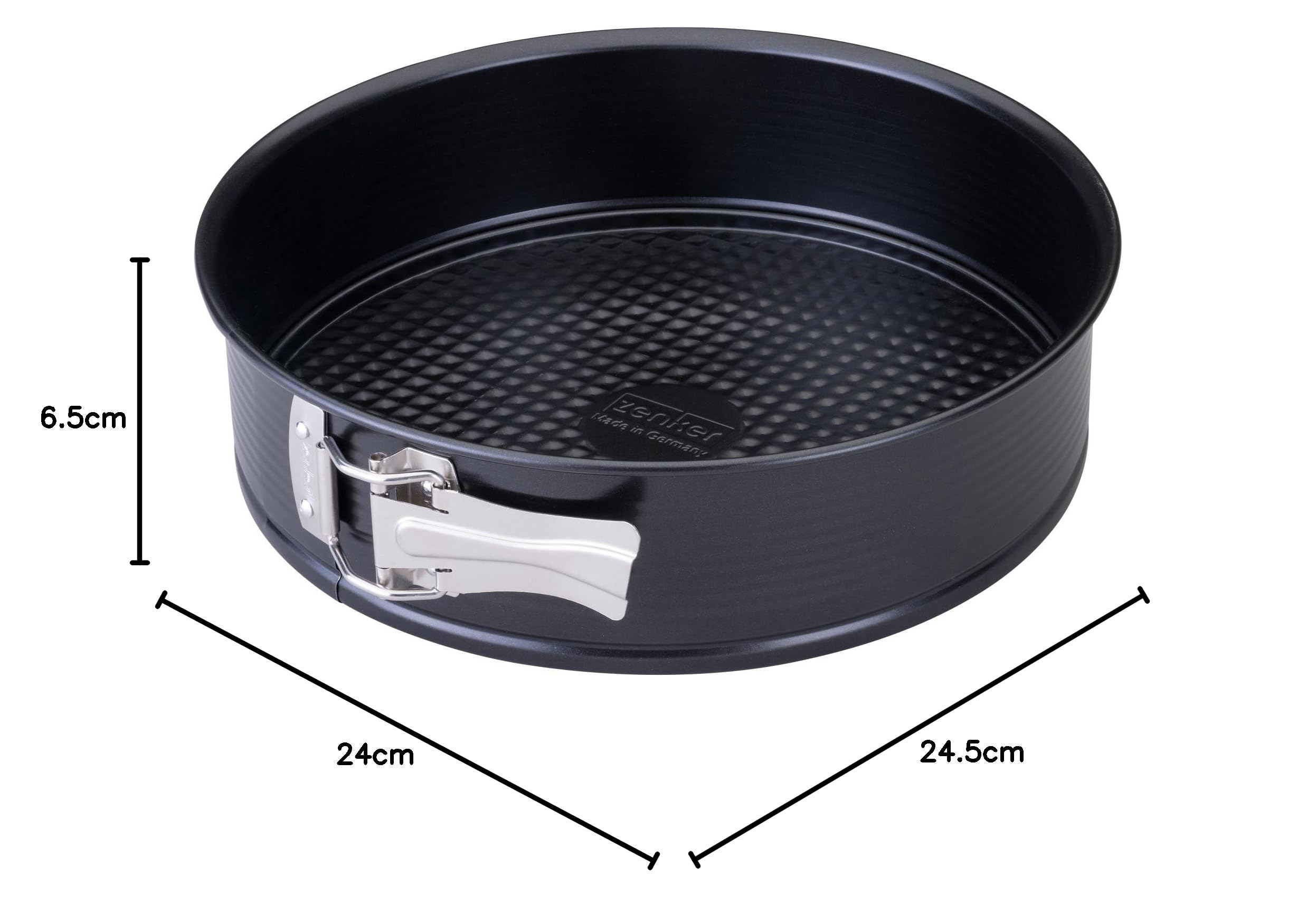 Zenker Perfect Black tortownica z płaskim dnem, Ø 24 cm, wysokiej jakości forma do pieczenia z blachy stalowej, powłoka nieprzywierająca, odporność na wysokie temperatury: +230°C, Made in Germany