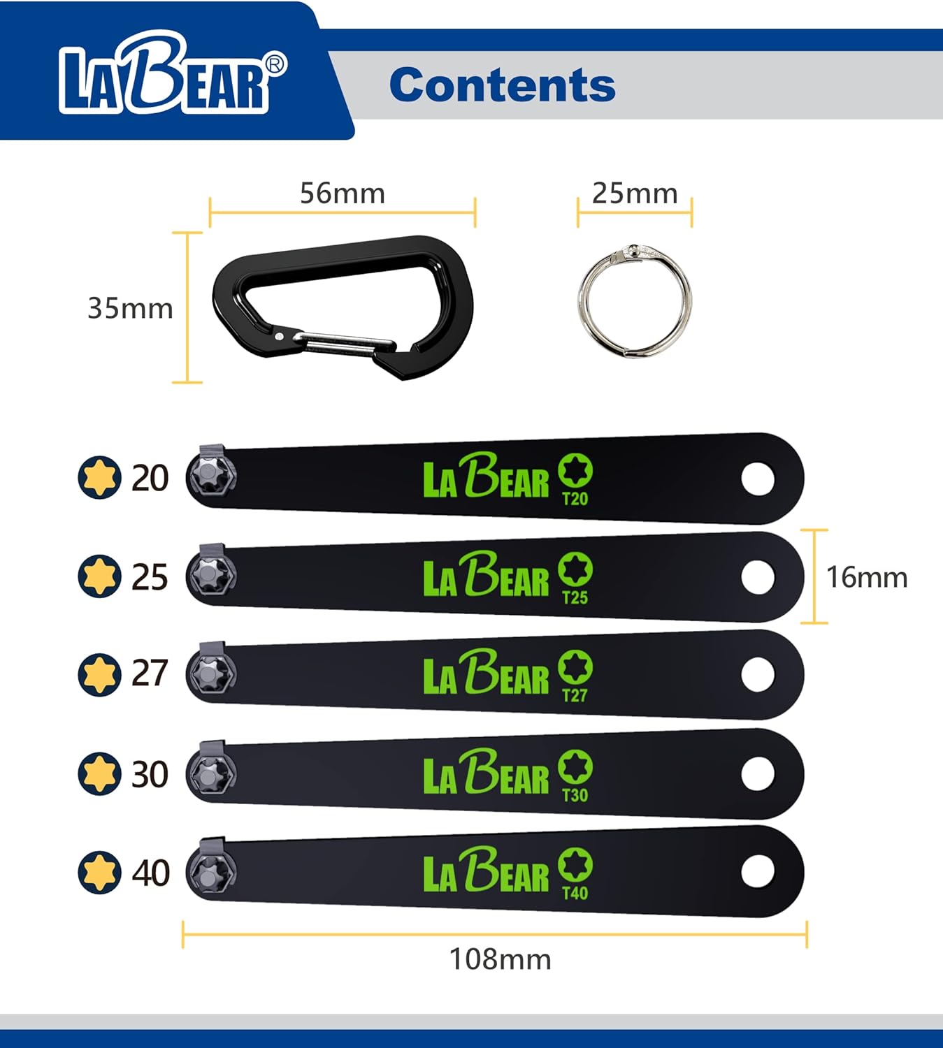 LABEAR- Low profile torx set, Low profile torx, TORX 5-Piece Ultra Low Profile Offset Screwdriver Set, Star, 90 Degree Straight Slim Plate For Tight Area, T20, T25, T27, T30 & T40, EDC Screwdriver
