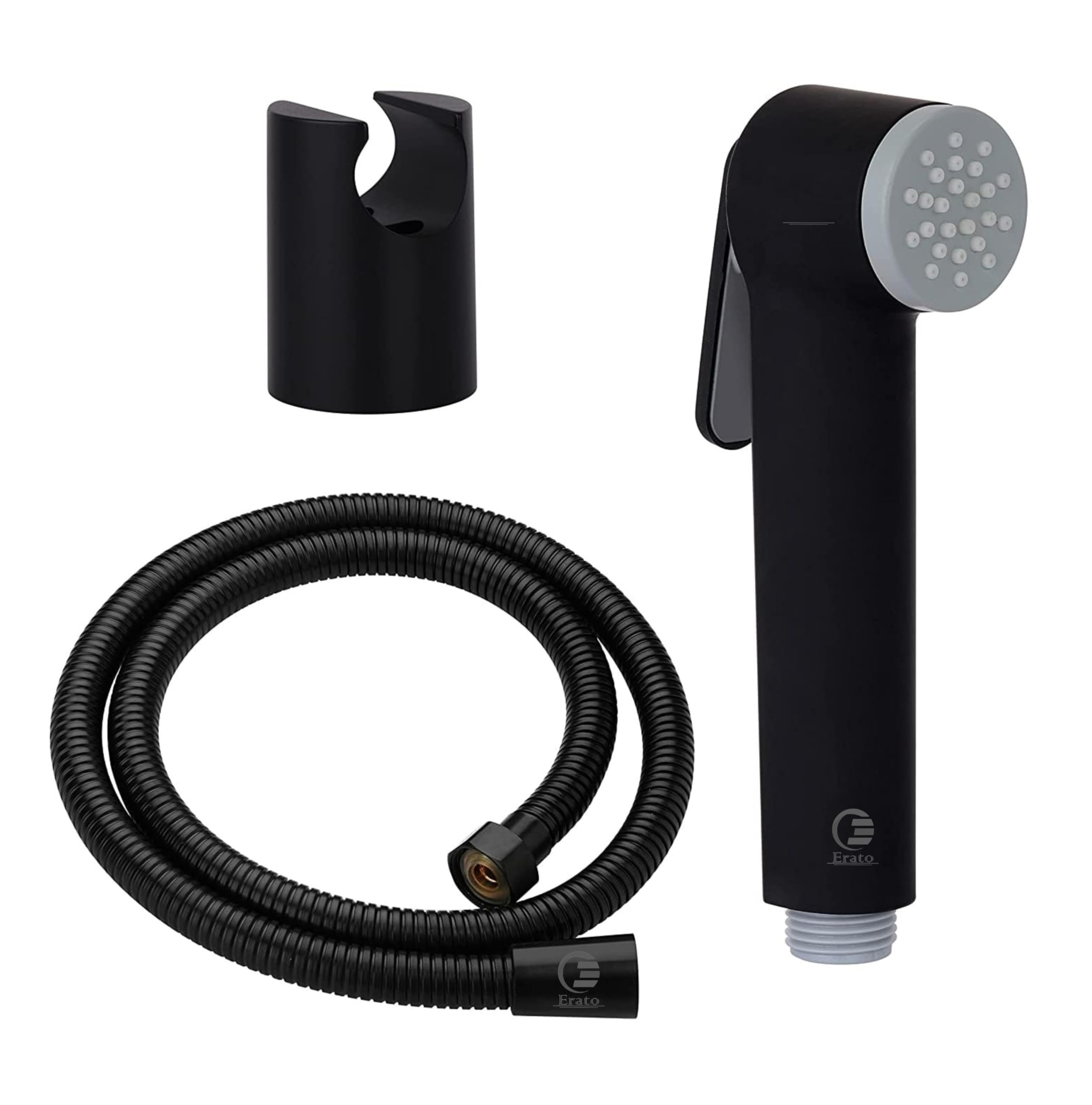ERATO™ Health Faucet ABS SS 304 Grade 1.5 Mtr Flexible Hose Pipe Wall Hook Health Faucet (Black Riva (Abs))