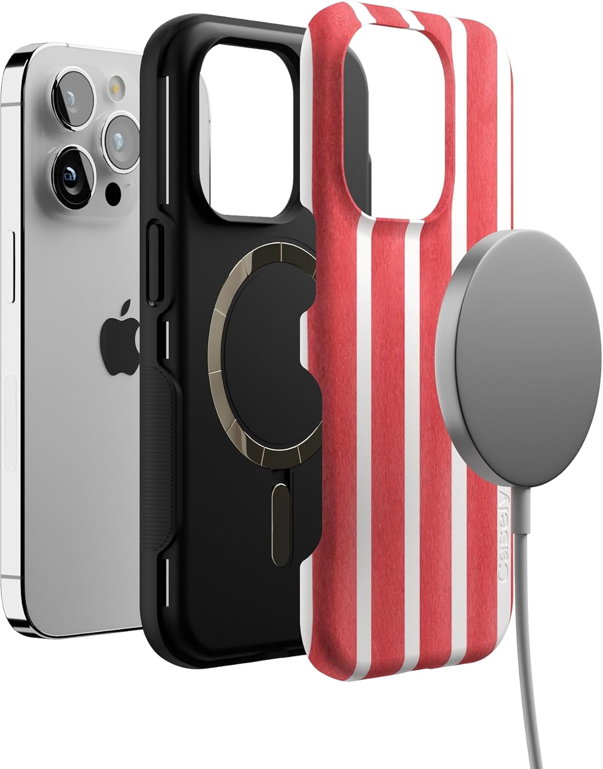 Casely iPhone 14 Pro Case | East Coast Summer | Red Stripes | Bold Protective Design | Compatible with MagSafe