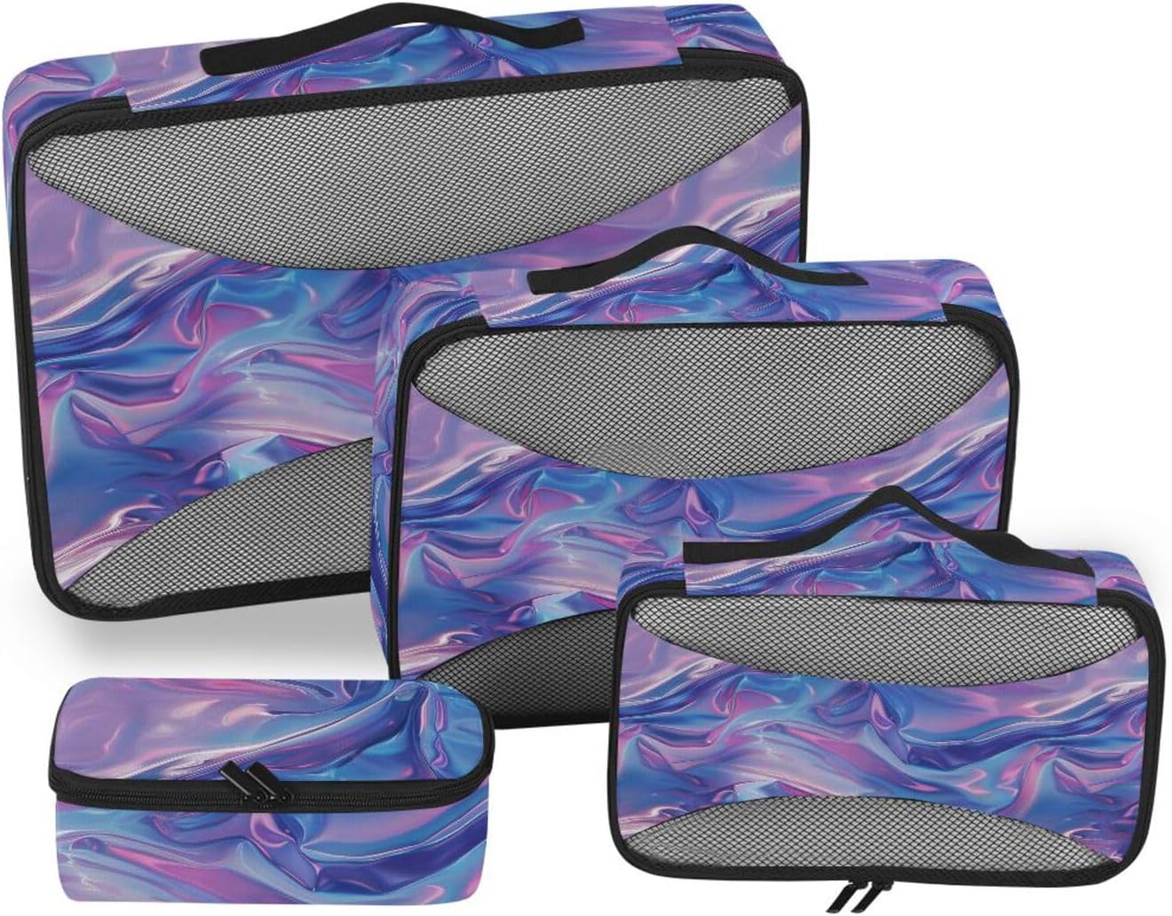 Blue-purple Gradient 4 Pcs set organizers and storage Mesh Travel Essentials expandable set packing cubes