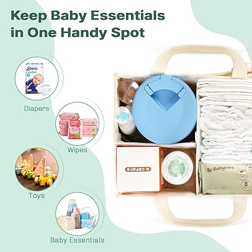 Miniatura 2 de Organizador de pañales para bebé, cesta de almacenamiento portátil para artículos esenciales para recién nacidos, organizador de bolsas de pañales