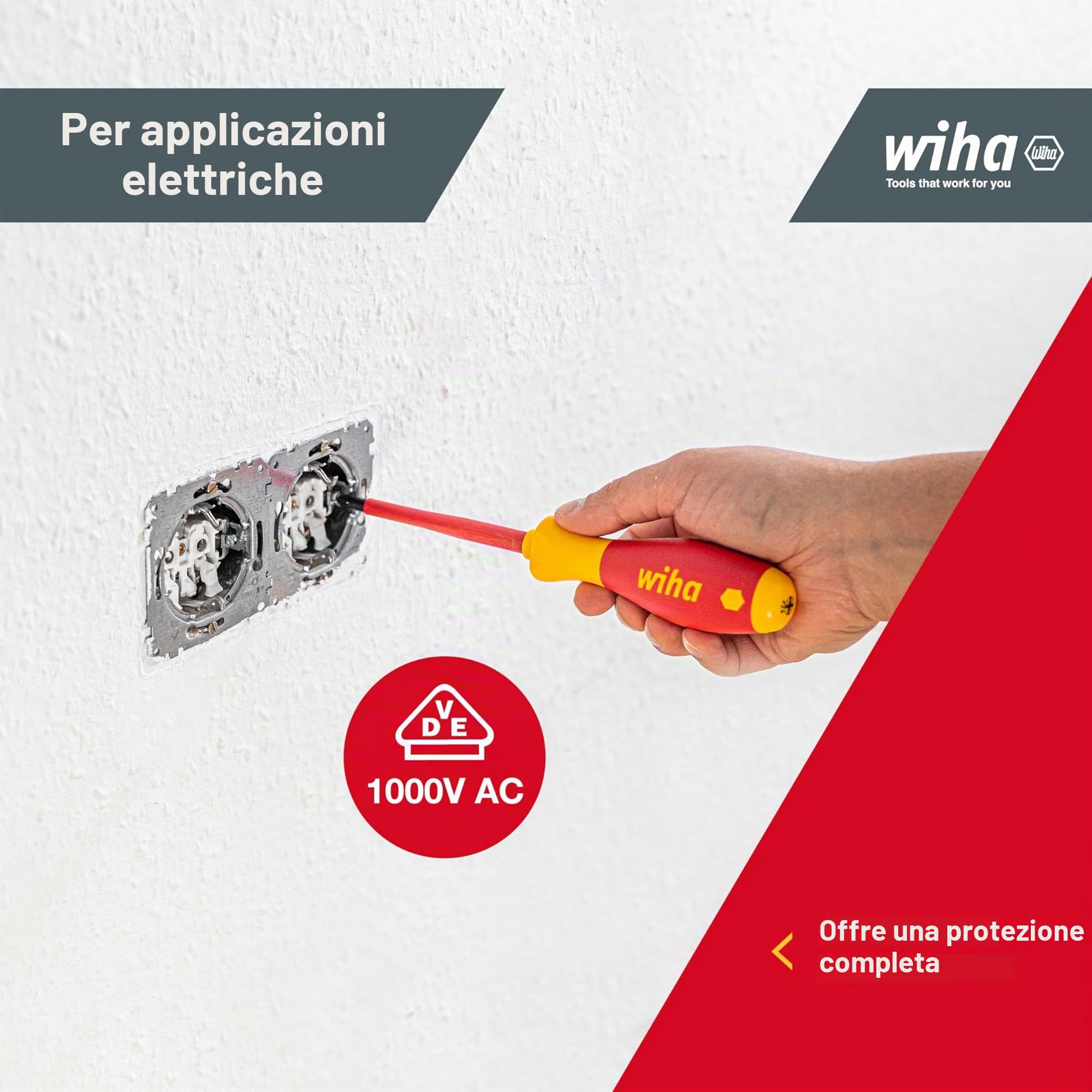 Wiha Juego de destornilladores SoftFinish® electric ranurados, Phillips, de 6 unid (00833)