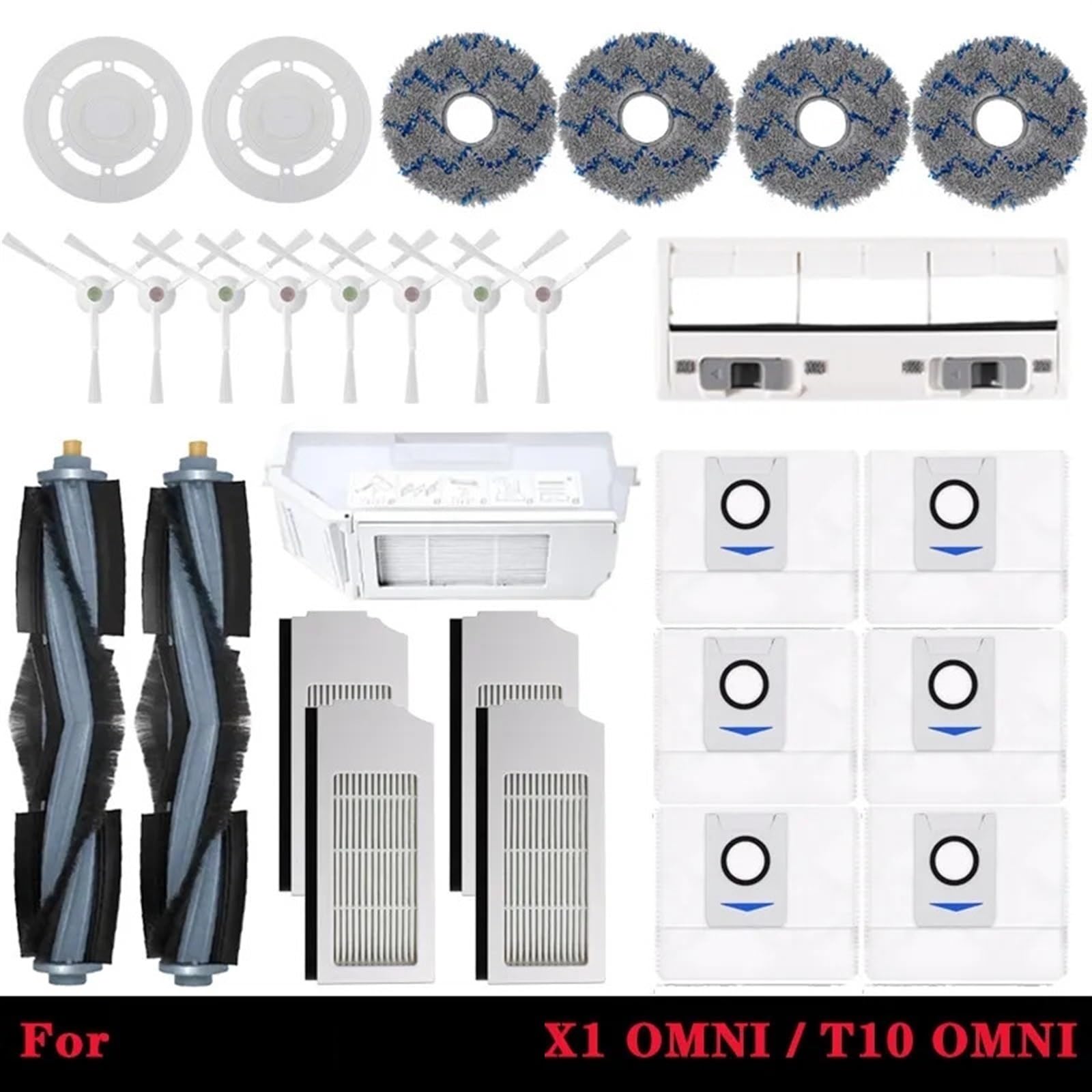 For Ecovacs Deebot X1 OMNI / T10 OMNI Accessori Parti for aspirapolvere Robot Sacchetto for la polvere Filtro Hepa Spazzola laterale principale Mop Pattumiera Kit di parti per aspirapolvere ro