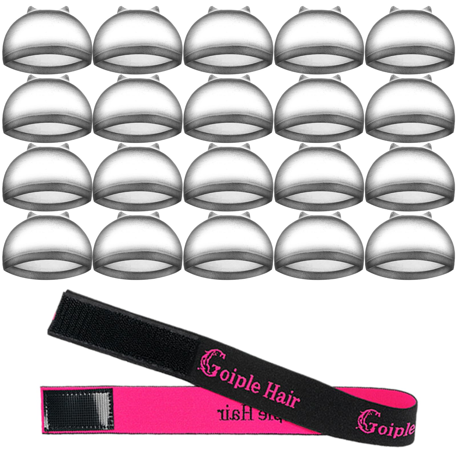 Goiple 20PCS HD Wig Cap for Lace Front Wig, Stocking Stretchy Wig Caps for Women Men, Stretchy Nylon Stocking Wig Caps Wig Bald Cap for Wigs, Transparent Wig Cap with Elastic Band(HD Black)