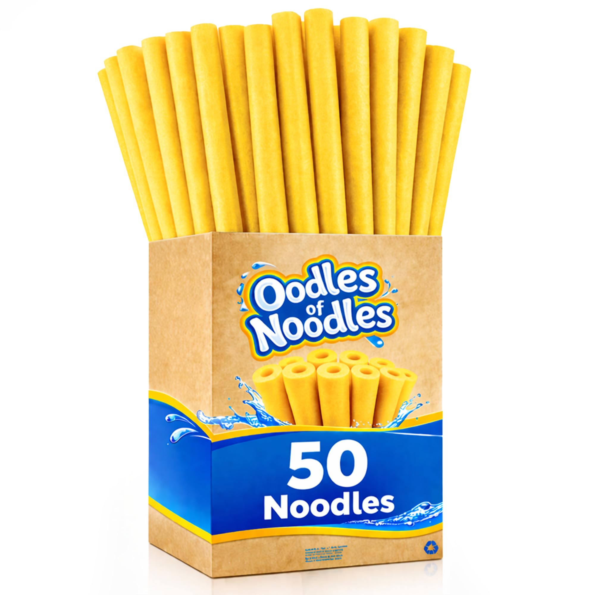 Oodles of Noodles Deluxe Rainbow Swimming Pool Noodles Foam- Pack of 50 - Approx. 48 inch x 2.5 inch Multi-Purpose Foam Tubes, Pool Floats for Water Fun, Exercise, Crafts, Padding, Insulation &amp; More