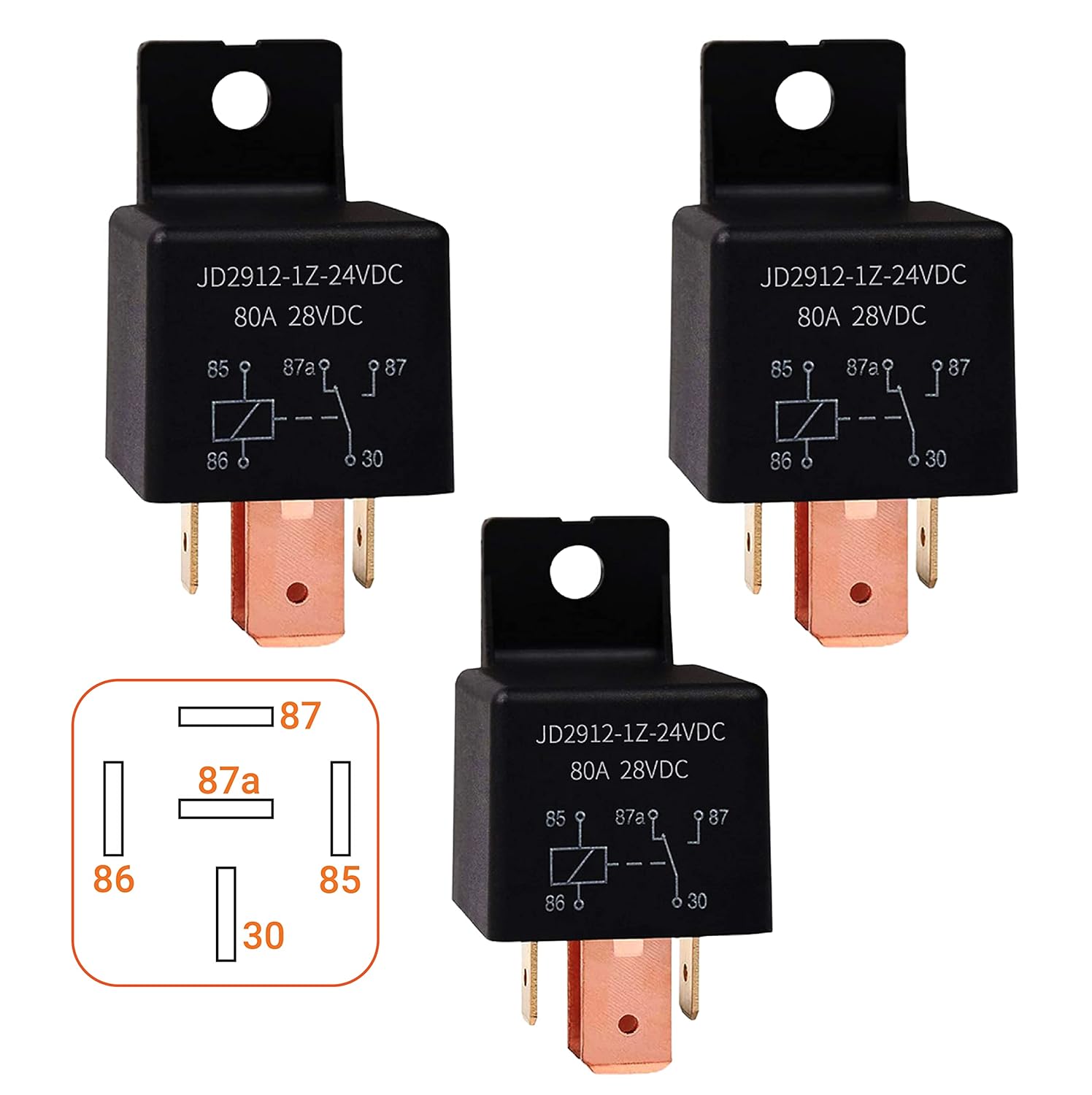 [Pack of 3] MQparts 12V 5Pin 80Amp Automotive Relay for