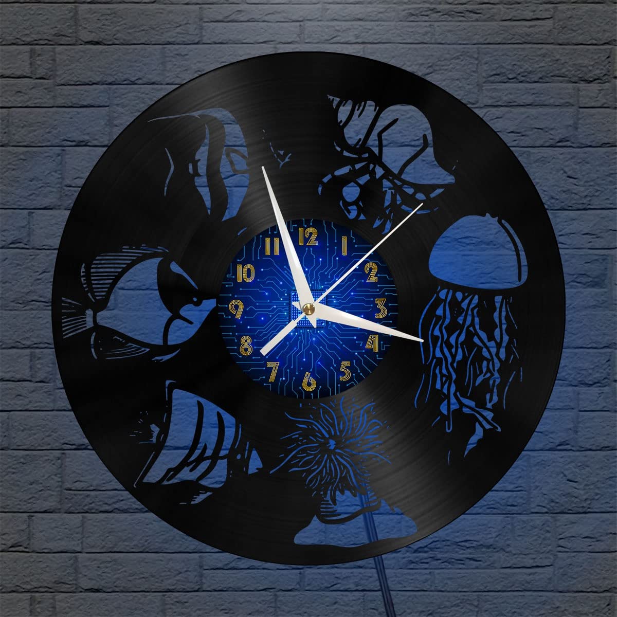 Horloge de disque vinyle animaux marins pour sublimer votre chambre ou salon