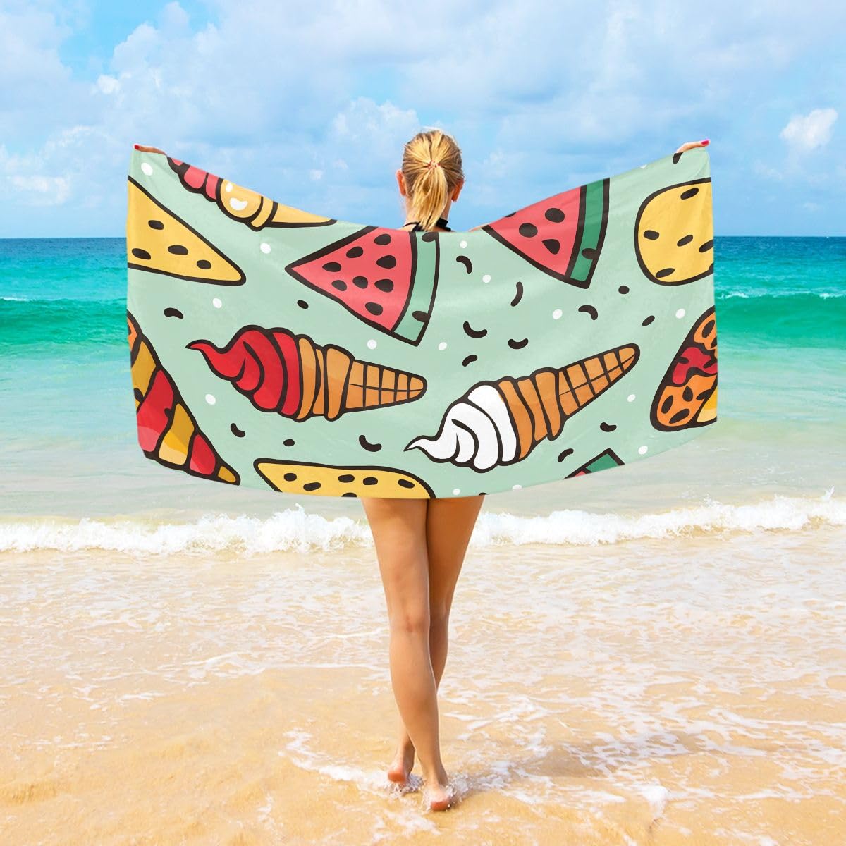 Toalla Microfibra Helado de sandía Toalla de Ducha Multiuso 80x130Cm