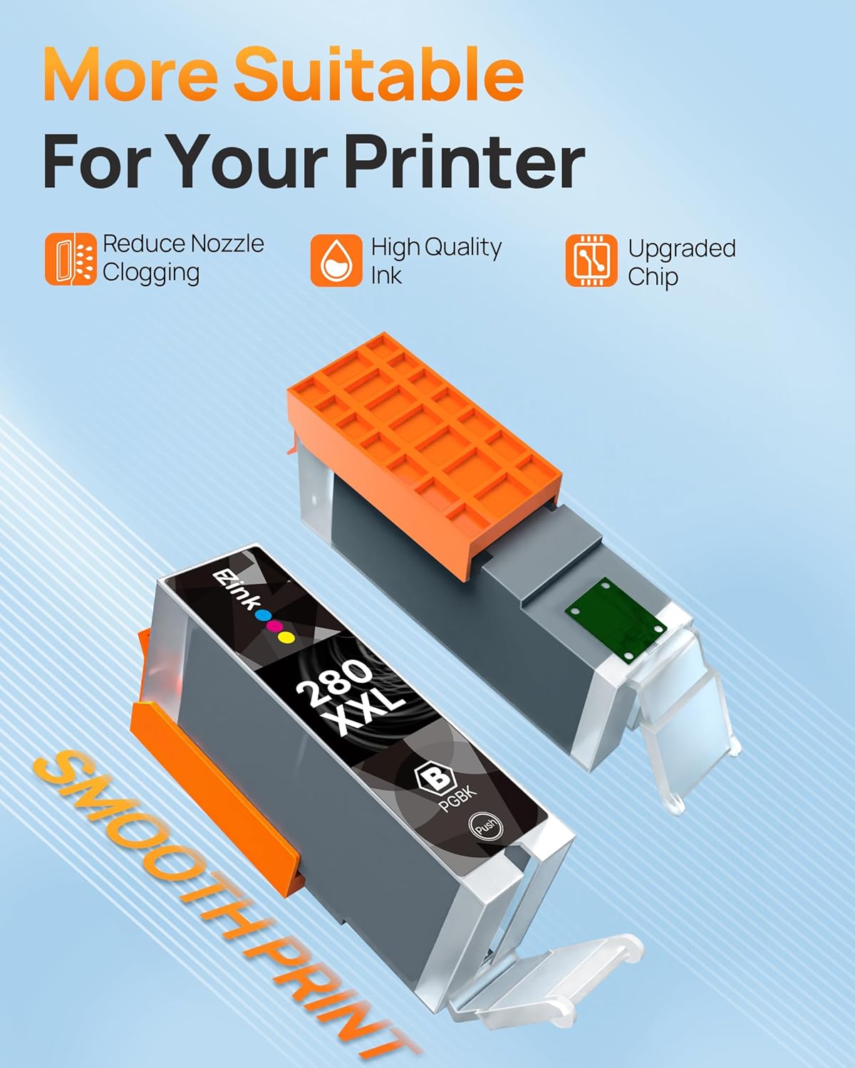 E-Z Ink Compatible tr8620a Ink Cartridge Replacement for Canon 280 PGBK 280 XXL Canon Ink PGI-280XXL to use with PIXMA TR8520 TR8620 TR8622a TS9521C TS6120 TS9120 TS6320 TR7520(2 PGBK) - Image 5