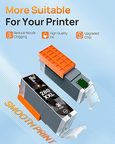 Miniatura 5 de Paquete de 4 cartuchos de repuesto de tinta 280 PGBK 280 XXL para Canon 280 PGBK PGI-280XXL PGI 280 XXL compatible con PIXMA TR8620a TR8622a TR8600
