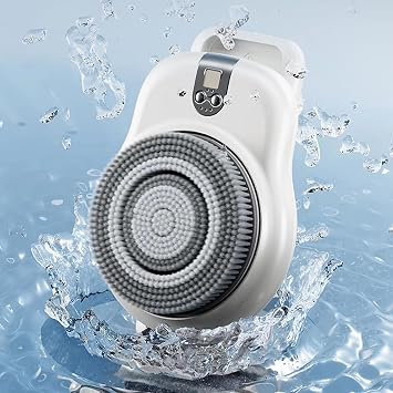 Electric Body Scrubber, Wall Mounted Electric Shower Back Scrubber with 18CM Large Brush Head, 360 Automatic Rota-Tion, 2-Speed Adjustment, for Deep Cleansing