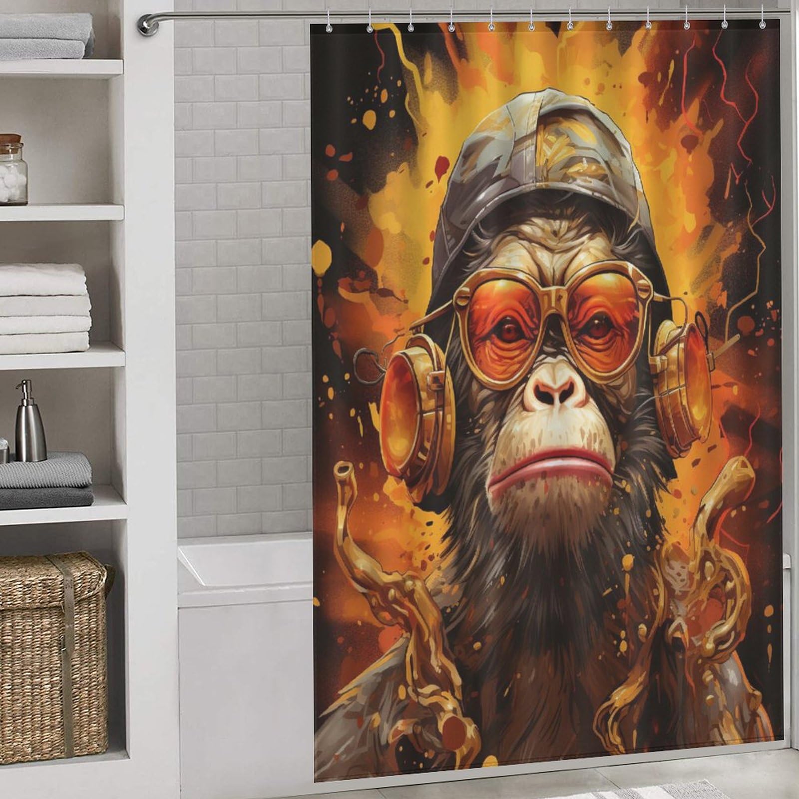 Rideau de douche singe pour transformer la salle de bain des enfants