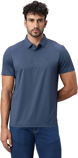 HEKTOR Men’s Bonded Hidden Button Polo Twill–Premium Nylon Polo|Casual Regular Fit Short Sleeve Polo T-Shirt