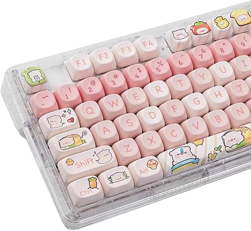 PBT - Juego de teclas de cerdo rosa con perfil MOA, 144 teclas, teclas personalizadas para teclado de sublimación de tinte, para 60%, 65%, 70%, 75%,
