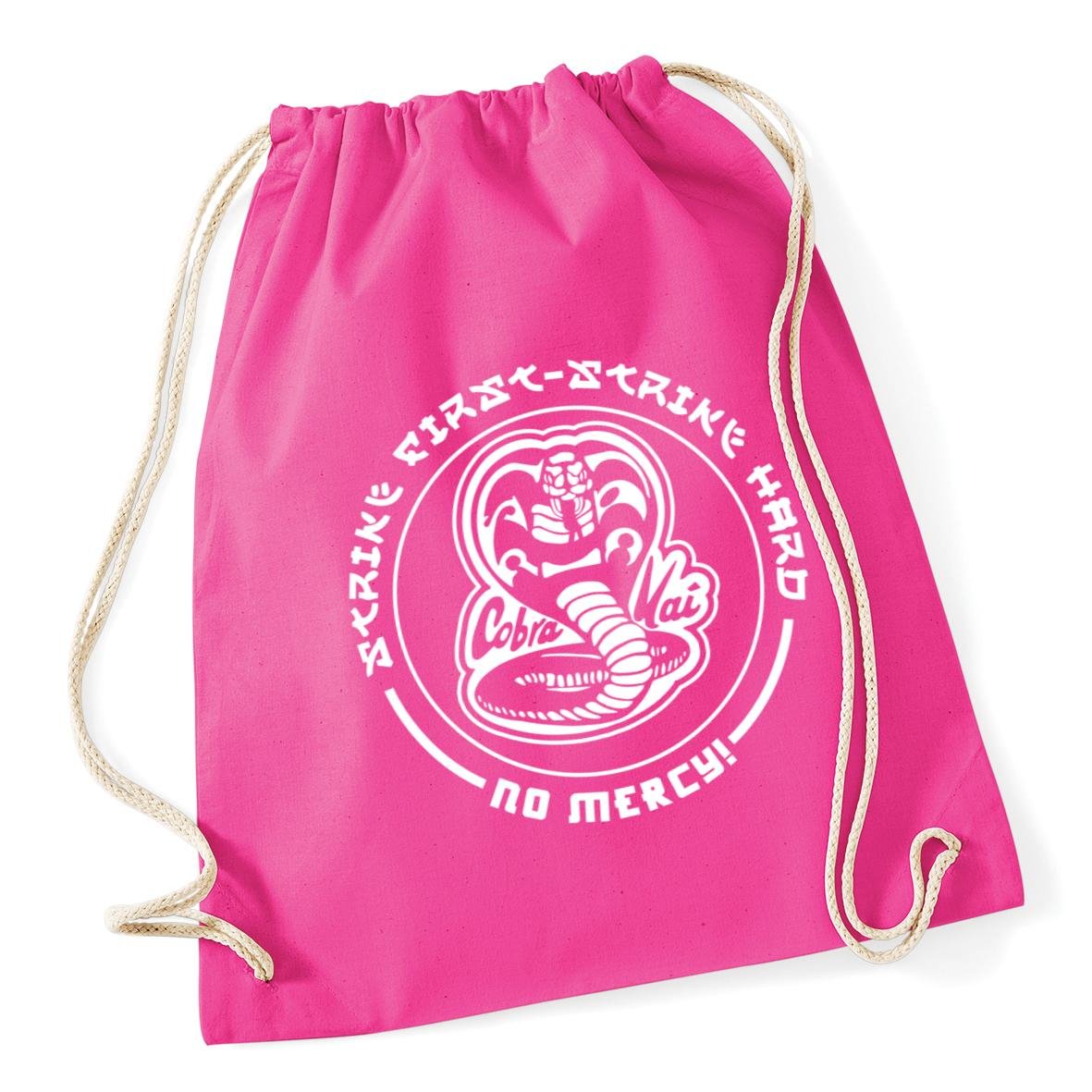 Hippowarehouse COBRA KAI STRIKE FIRST - STRIKE HARD Drawstring Cotton School Gum Kid Bag Sack 37cm x 46cm, 12 litres