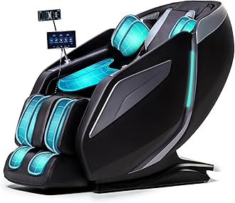 RelaxRelife Full Body Zero Gravity Massage Chair with Body Scan 4D Intelligent Shiatsu Strecth Massage, Back/Leg Heated with AI Voice Control Bluetooth Speaker Airbags SL Track Massage Black