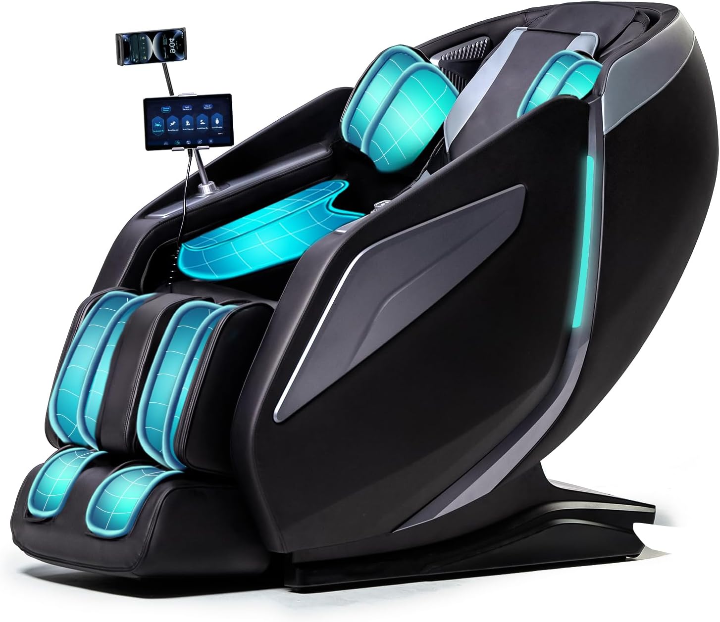 Full Body Zero Gravity Massage Chair with Body Scan 4D Intelligent Shiatsu Strecth Massage, Back/Leg Heated with AI Voice Control Bluetooth Speaker Airbags SL Track Massage Black