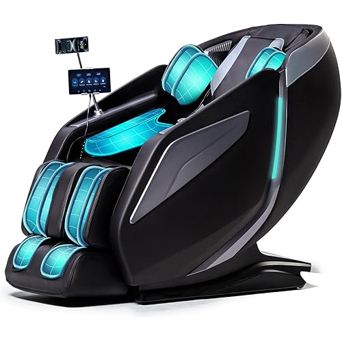Full Body Zero Gravity Massage Chair with Body Scan 4D Intelligent Shiatsu Strecth Massage, Back/Leg Heated with AI Voice Control Bluetooth Speaker Airbags SL Track Massage Black