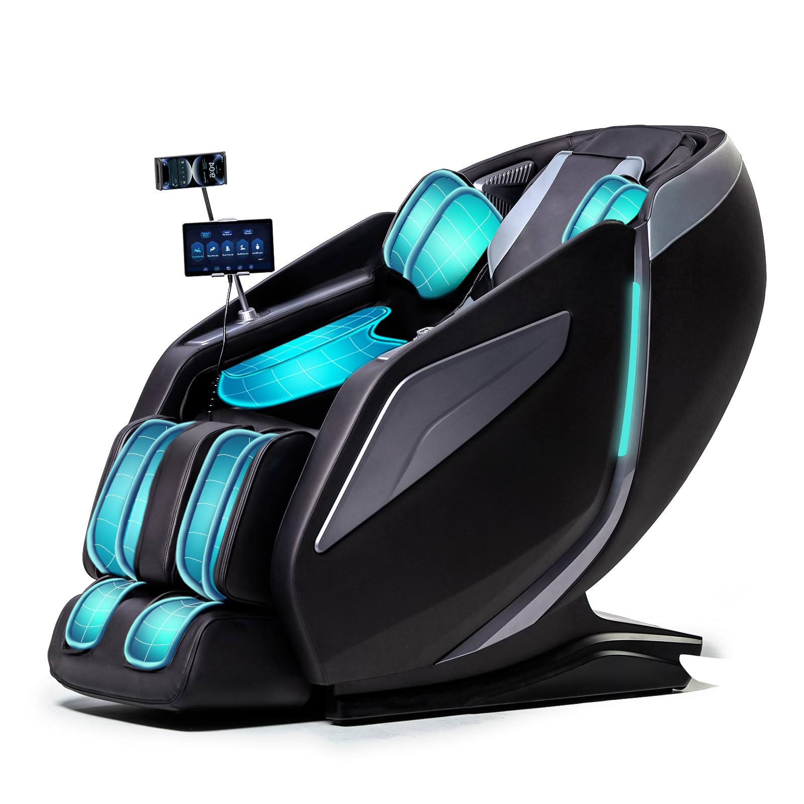 RelaxRelife Full Body Zero Gravity Massage Chair with Body Scan 4D Intelligent Shiatsu Strecth Massage, Back/Leg Heated with AI Voice Control Bluetooth Speaker Airbags SL Track Massage Black