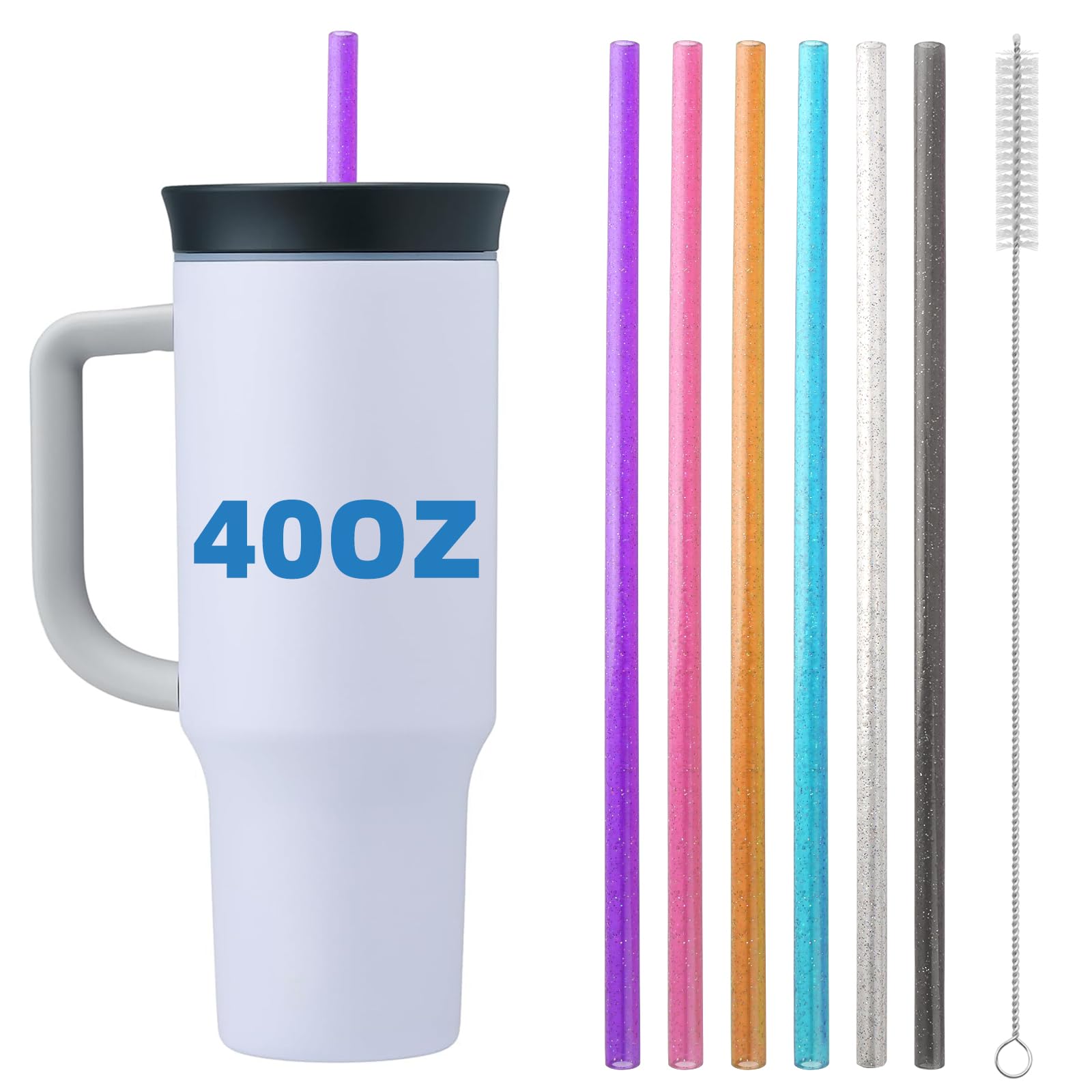 Straws for Owala Insulated Bottle 40oz Tumbler 6x Replacement Straws with Cleaning Brush for Owala 40oz PETG Food Grade