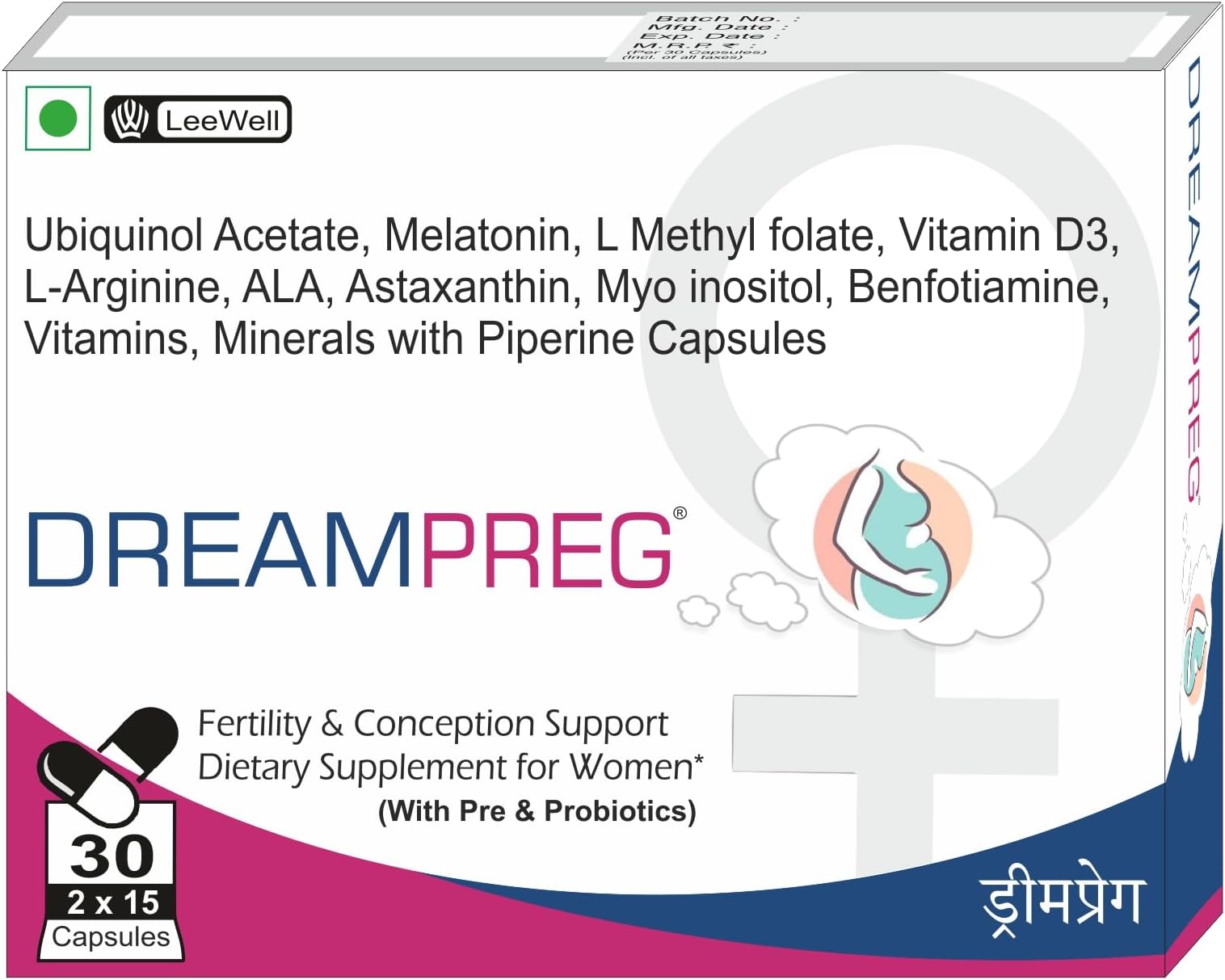 Female Fertility Supplements | Ubiquinol, Myo inositol, L arginine, Astaxanthin, Melatonin, Vitamin b12, D3 Probiotics for women | Healthy Fertility Formula for Pregnancy Planning, Conception Support | Natural Ovulation Multivitamin for Women - 30 Capsules (30servings)