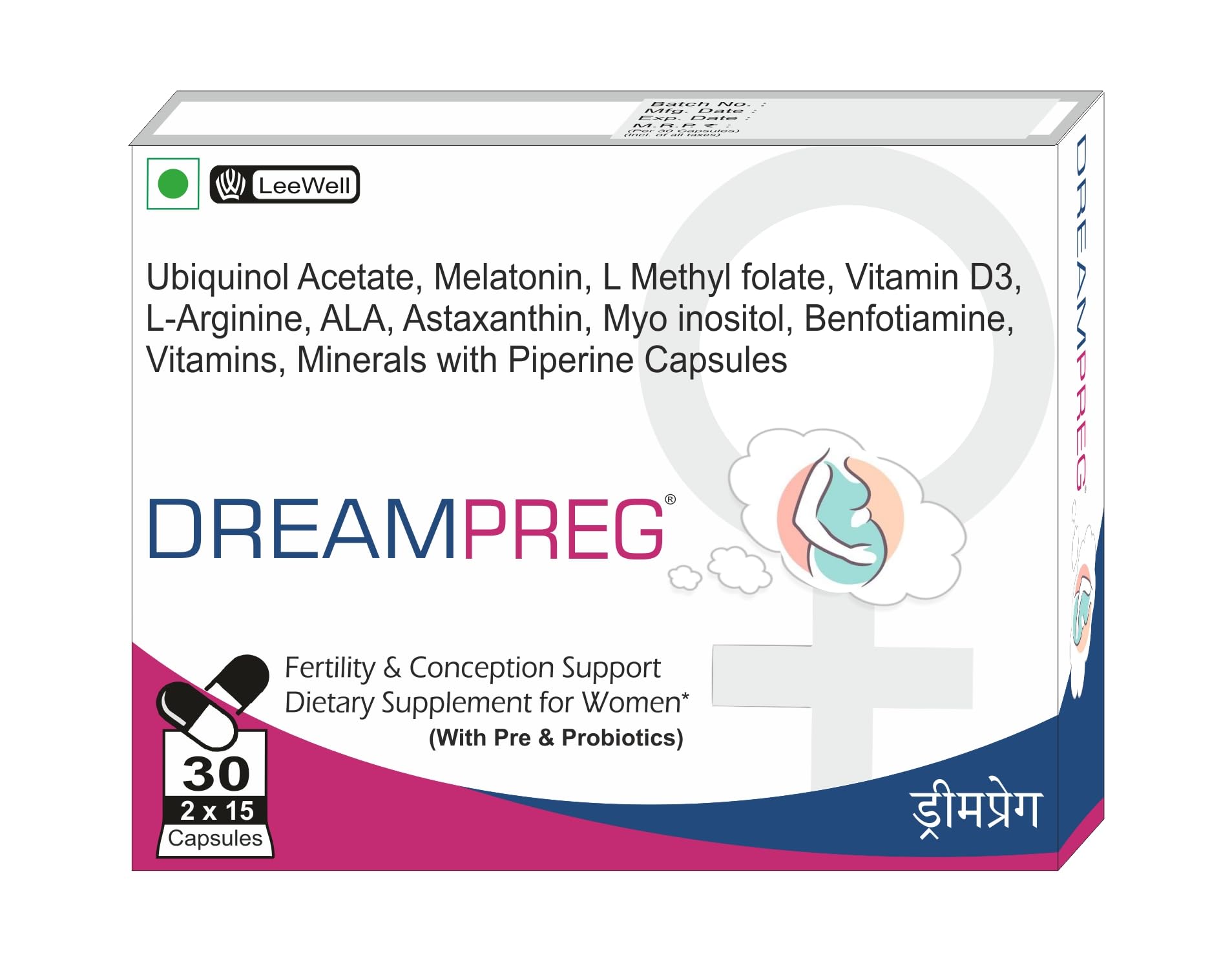 Female Fertility Supplements | Ubiquinol, Myo inositol, L arginine, Astaxanthin, Melatonin, Vitamin b12, D3 Probiotics for women | Healthy Fertility Formula for Pregnancy Planning, Conception Support | Natural Ovulation Multivitamin for Women - 30 Capsules (30servings)