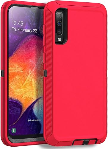 MXX Funda resistente compatible hecha para Samsung Galaxy A50 (sin protector de pantalla) contra caídas para tu Galaxy A50A50SA30s (rojo)