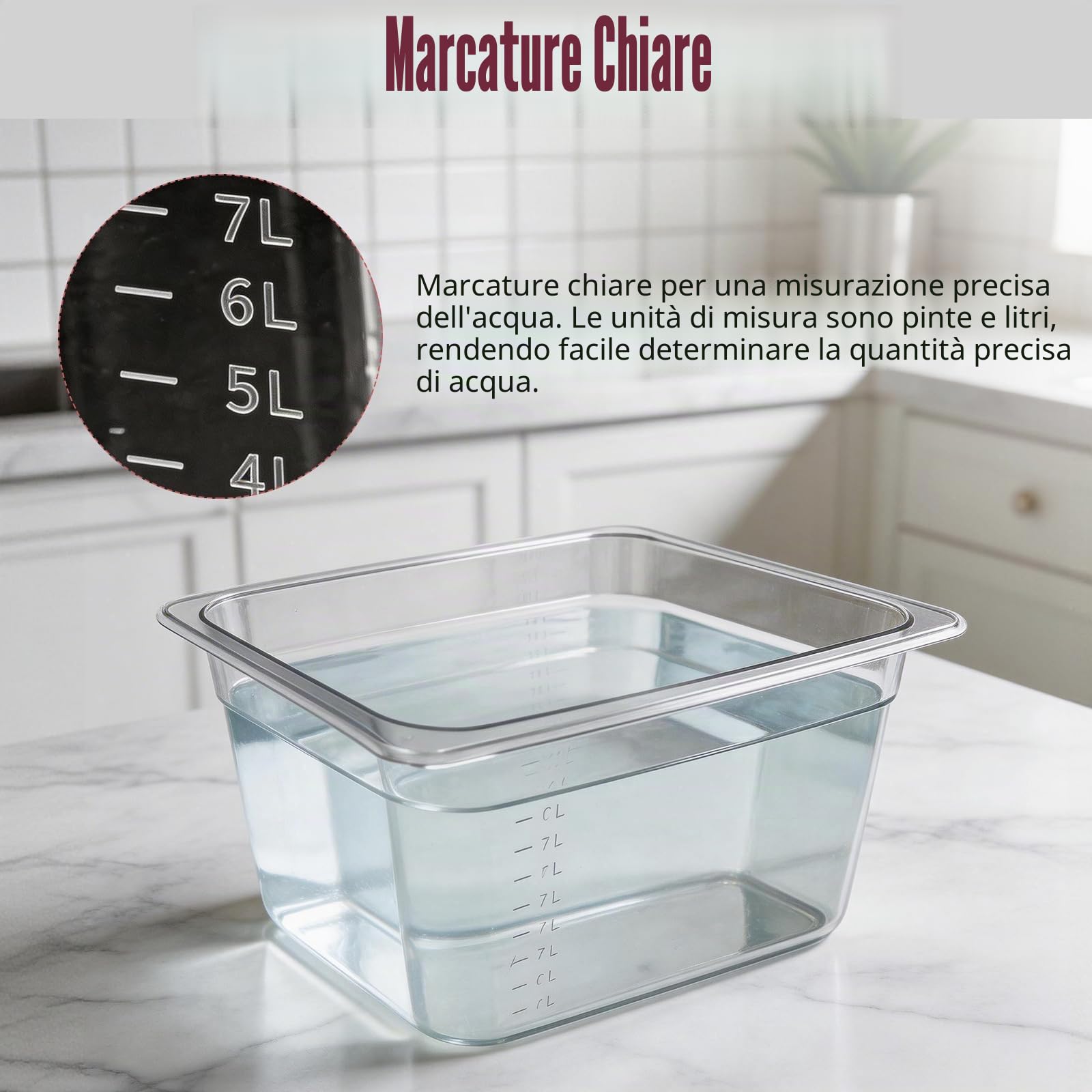 Contenitore Sous Vide, 11L con Coperchio Ribaltabile Aggiornato e Griglia in Acciaio Inox 32,5×26,5×20 cm Contenitore Trasparente BPA Free per Carne Pesce e Cucina Sottovuoto